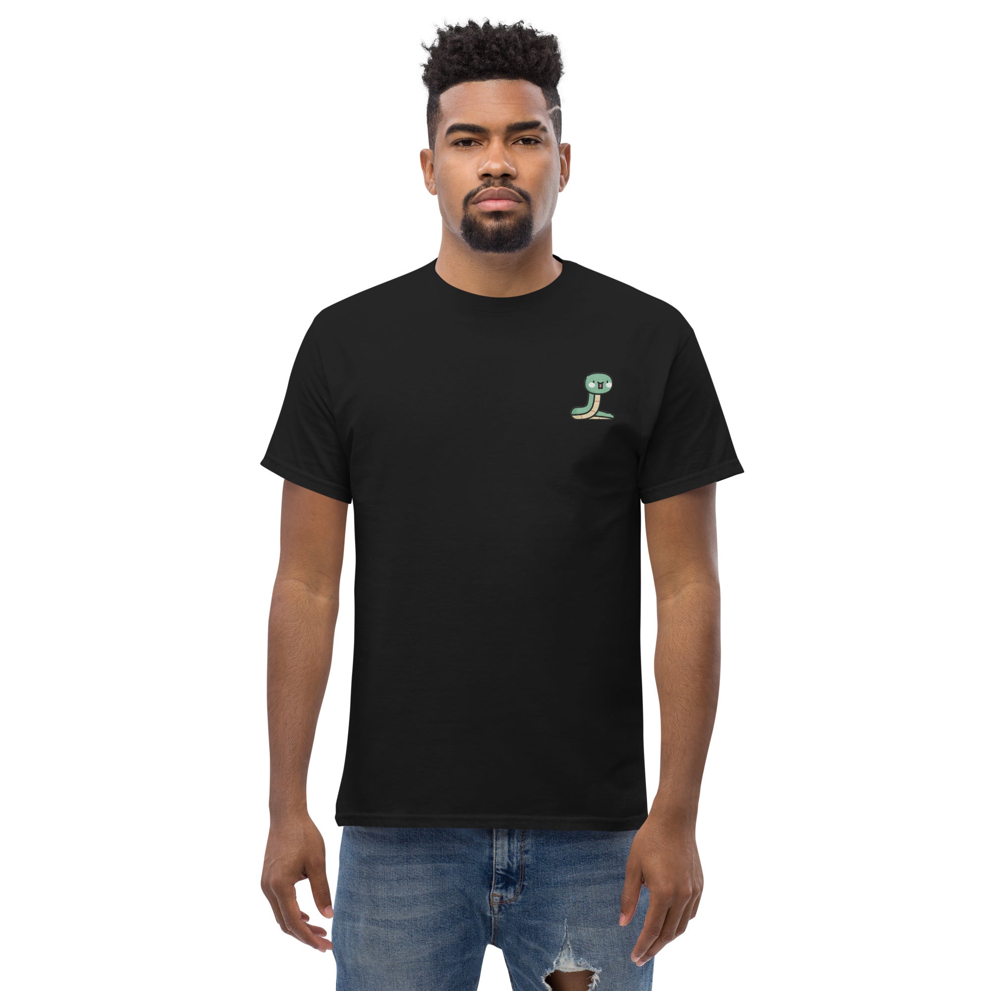 T-Shirt Unisex Ricamata 100% Cotone – Confortevole – Design Serpentino-Biiply