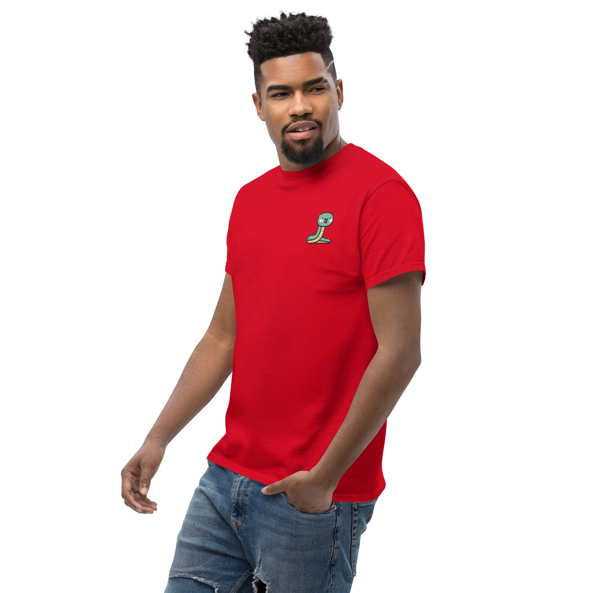 T-Shirt Unisex Ricamata 100% Cotone – Confortevole – Design Serpentino-Biiply