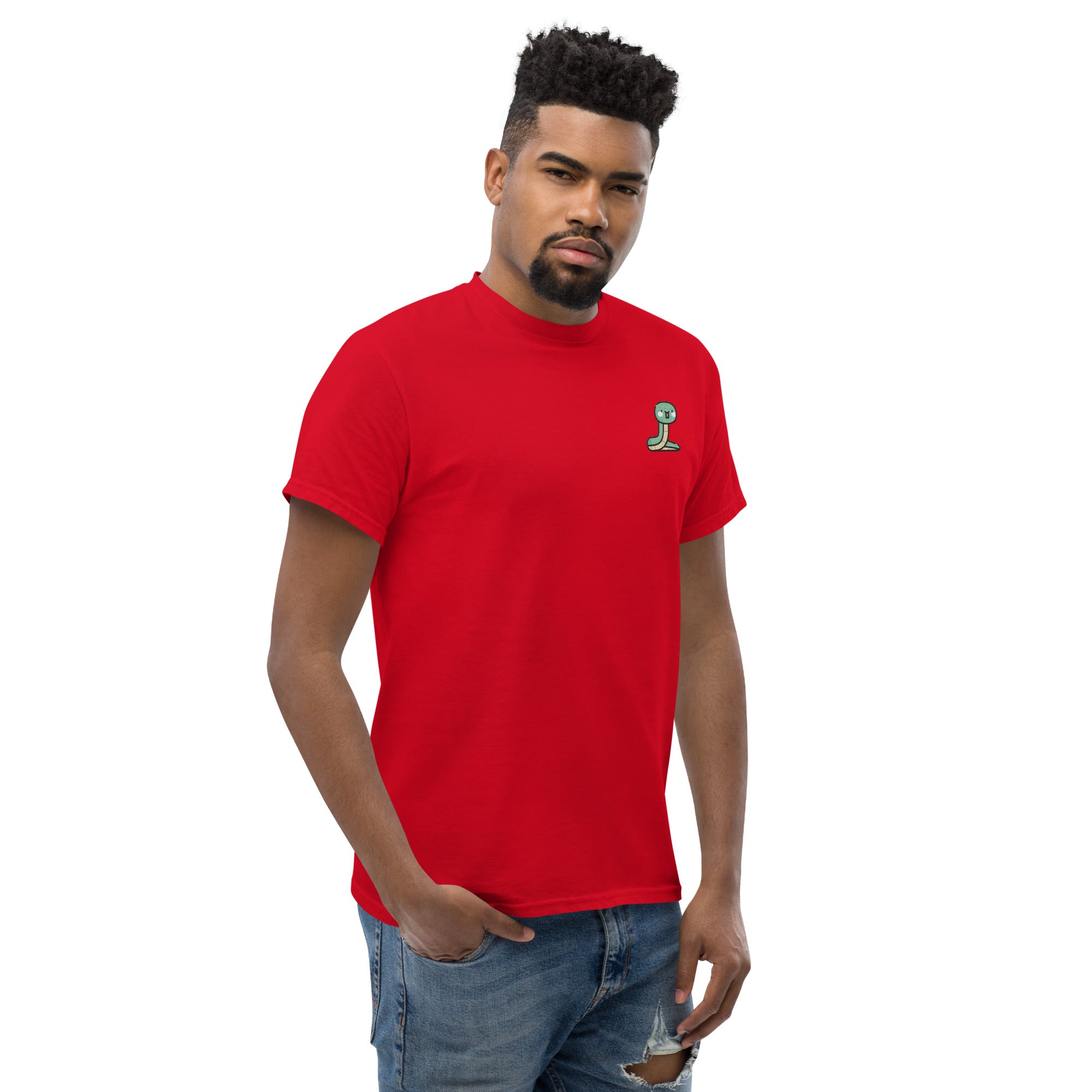 T-Shirt Unisex Ricamata 100% Cotone – Confortevole – Design Serpentino-Biiply