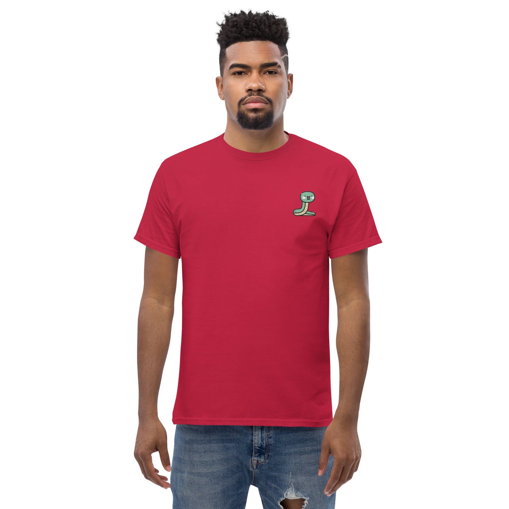 T-Shirt Unisex Ricamata 100% Cotone – Confortevole – Design Serpentino-Biiply
