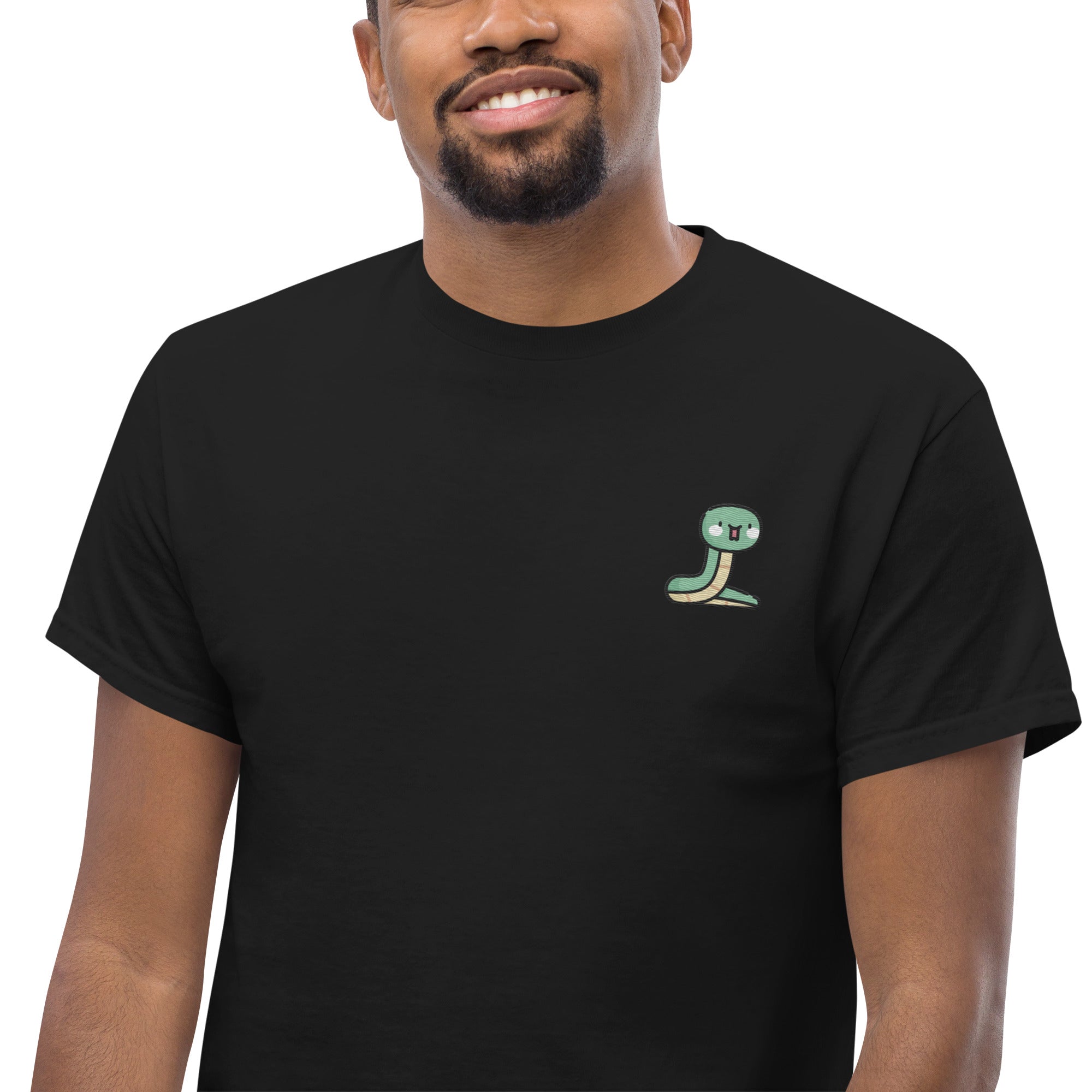 T-Shirt Unisex Ricamata 100% Cotone – Confortevole – Design Serpentino-Biiply