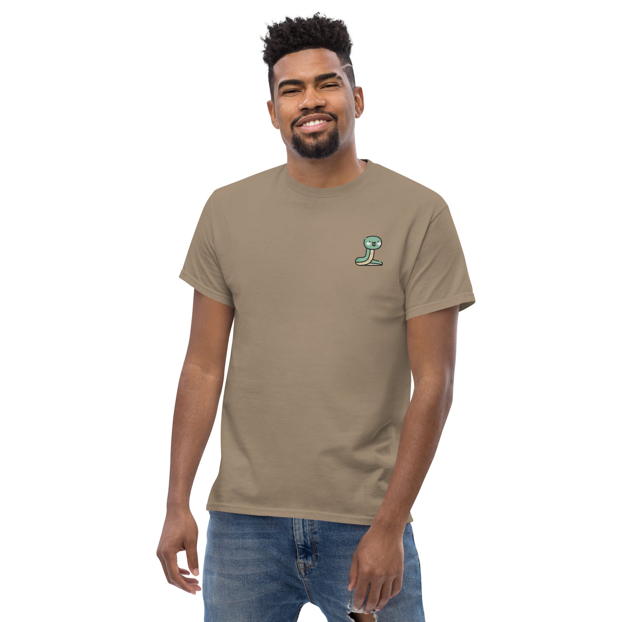 T-Shirt Unisex Ricamata 100% Cotone – Confortevole – Design Serpentino-Biiply