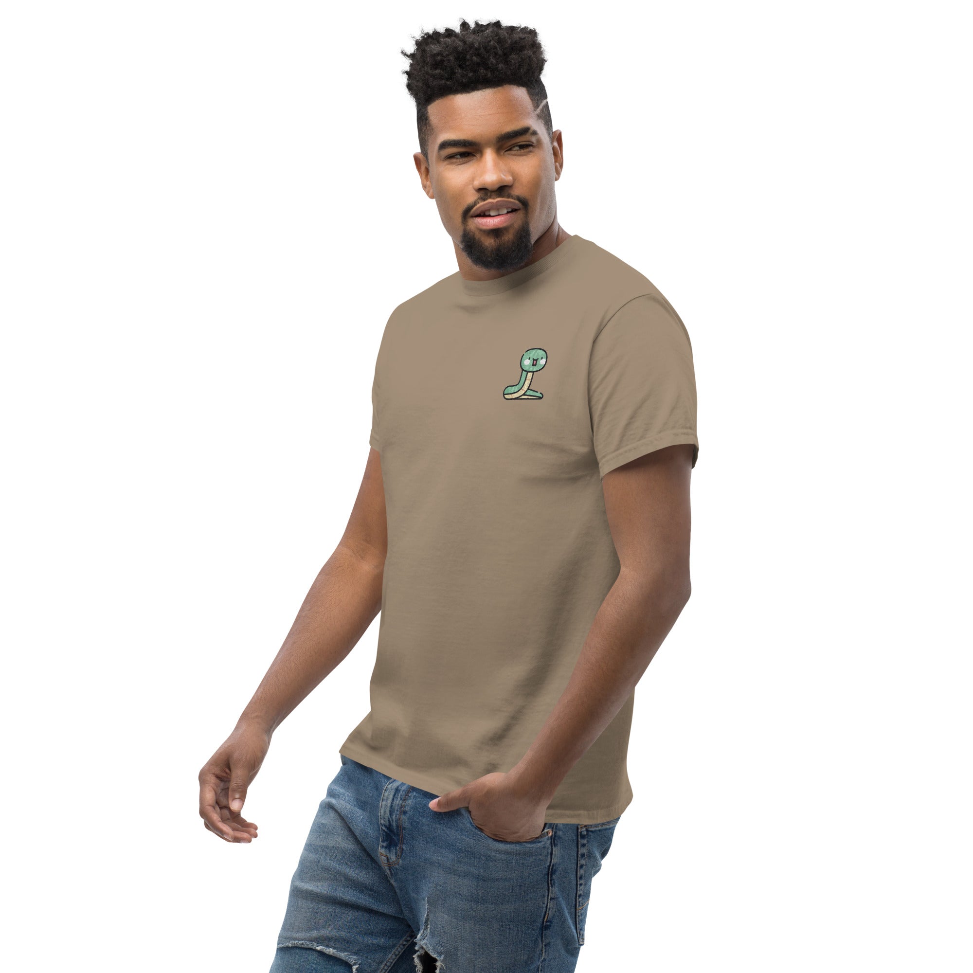 T-Shirt Unisex Ricamata 100% Cotone – Confortevole – Design Serpentino-Biiply