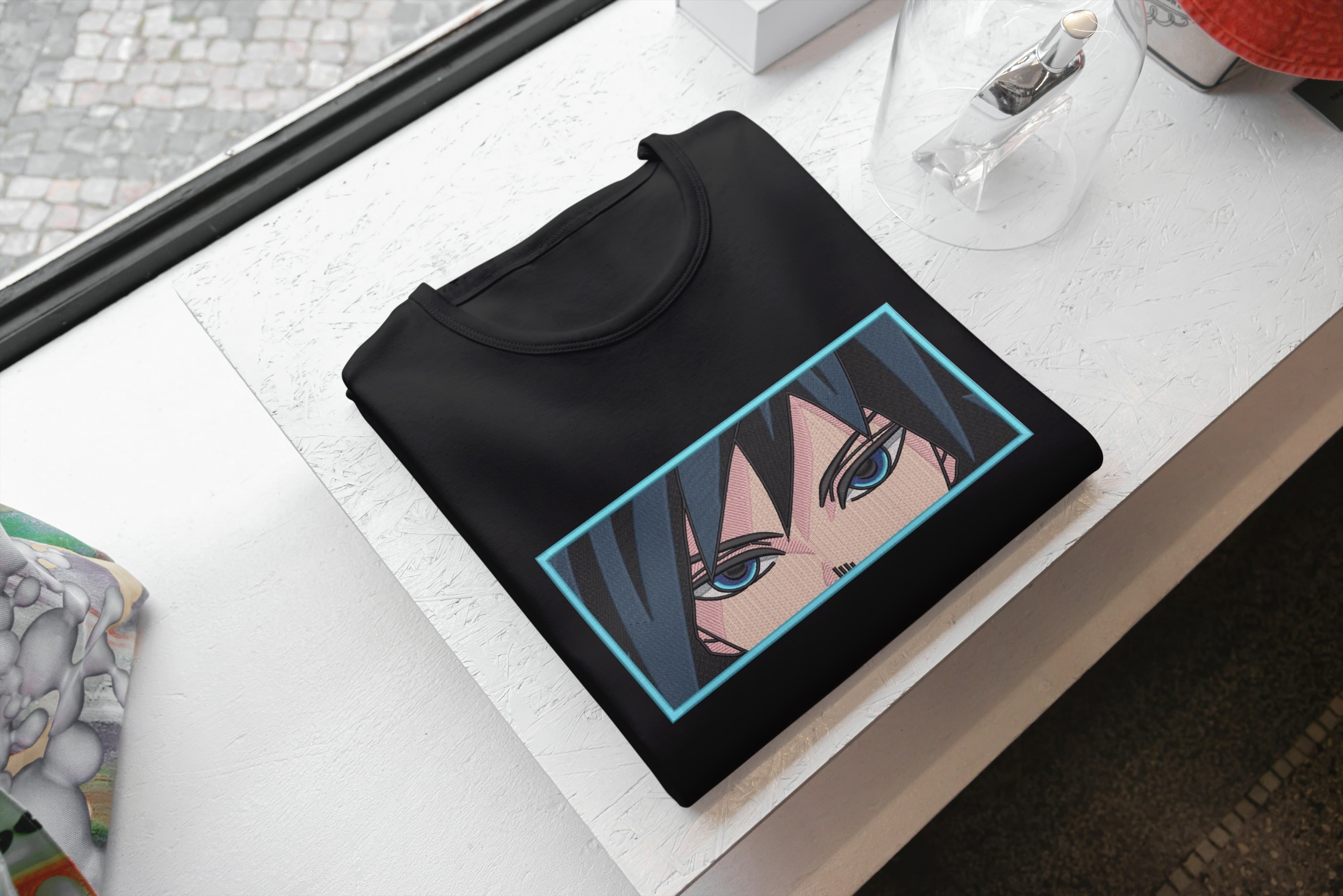 T-Shirt Unisex Ricamata 100% Cotone – Confortevole – Design Sguardo Personaggio anime Giyu Tomioka-Biiply