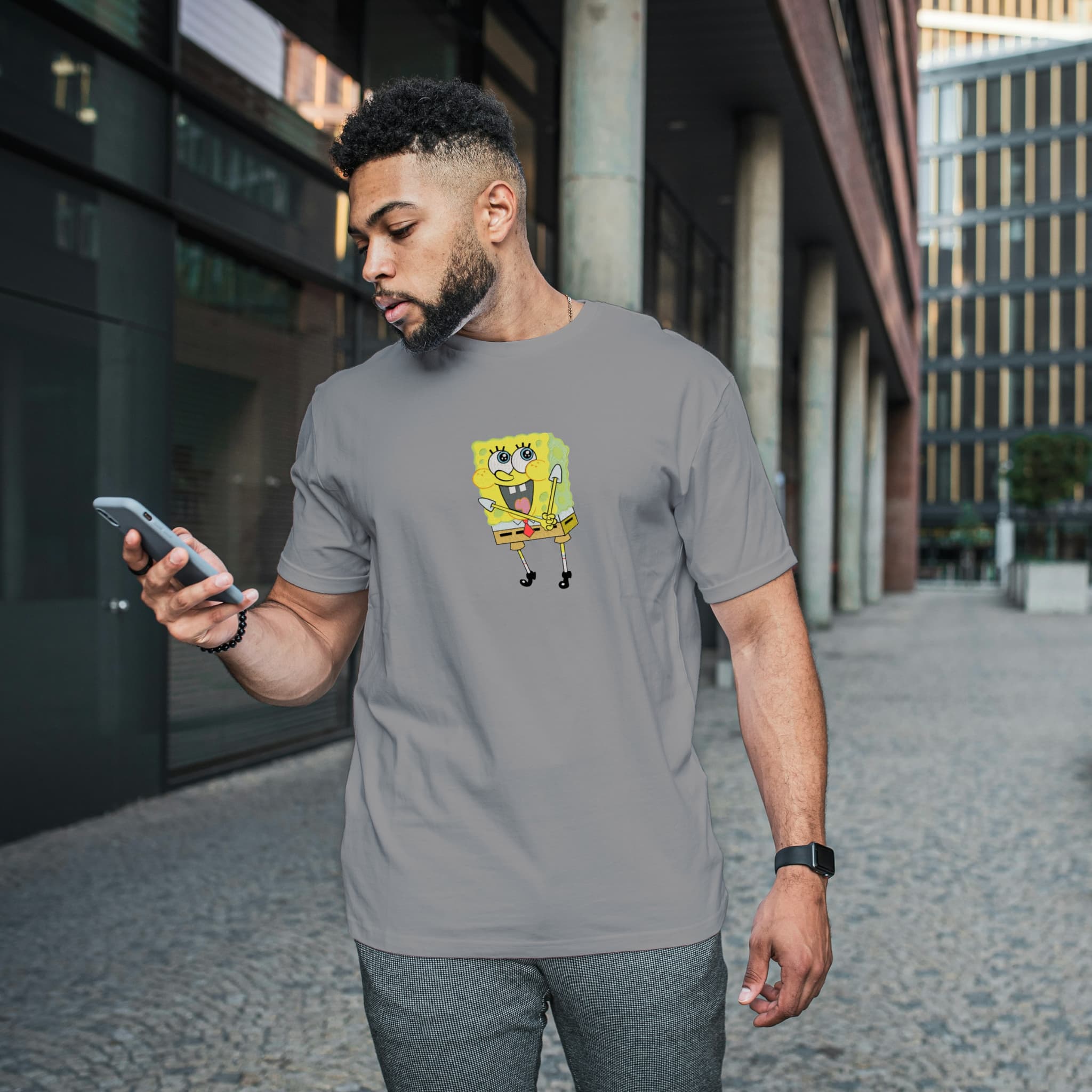 Camiseta Unisex Bordada 100% Algodón – Cómoda – Diseño Bob Esponja