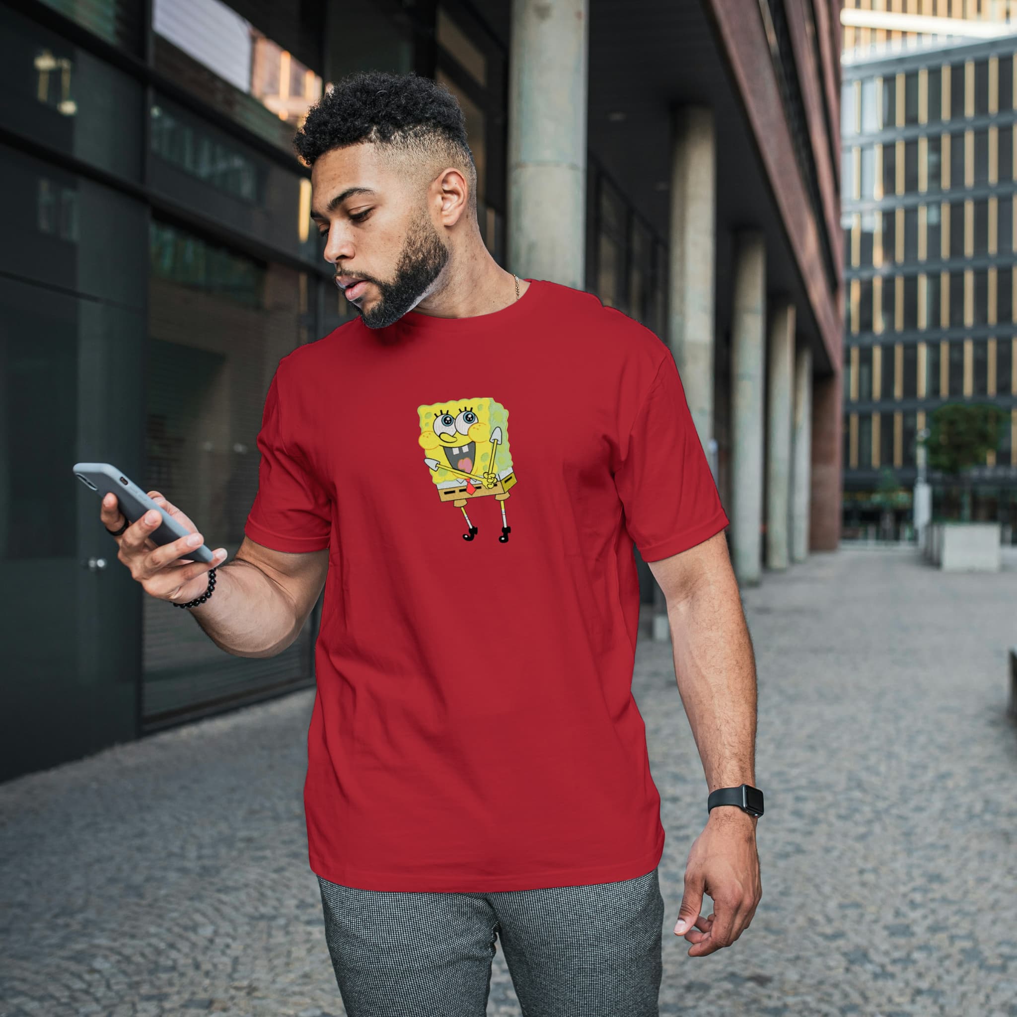 Camiseta Unisex Bordada 100% Algodón – Cómoda – Diseño Bob Esponja