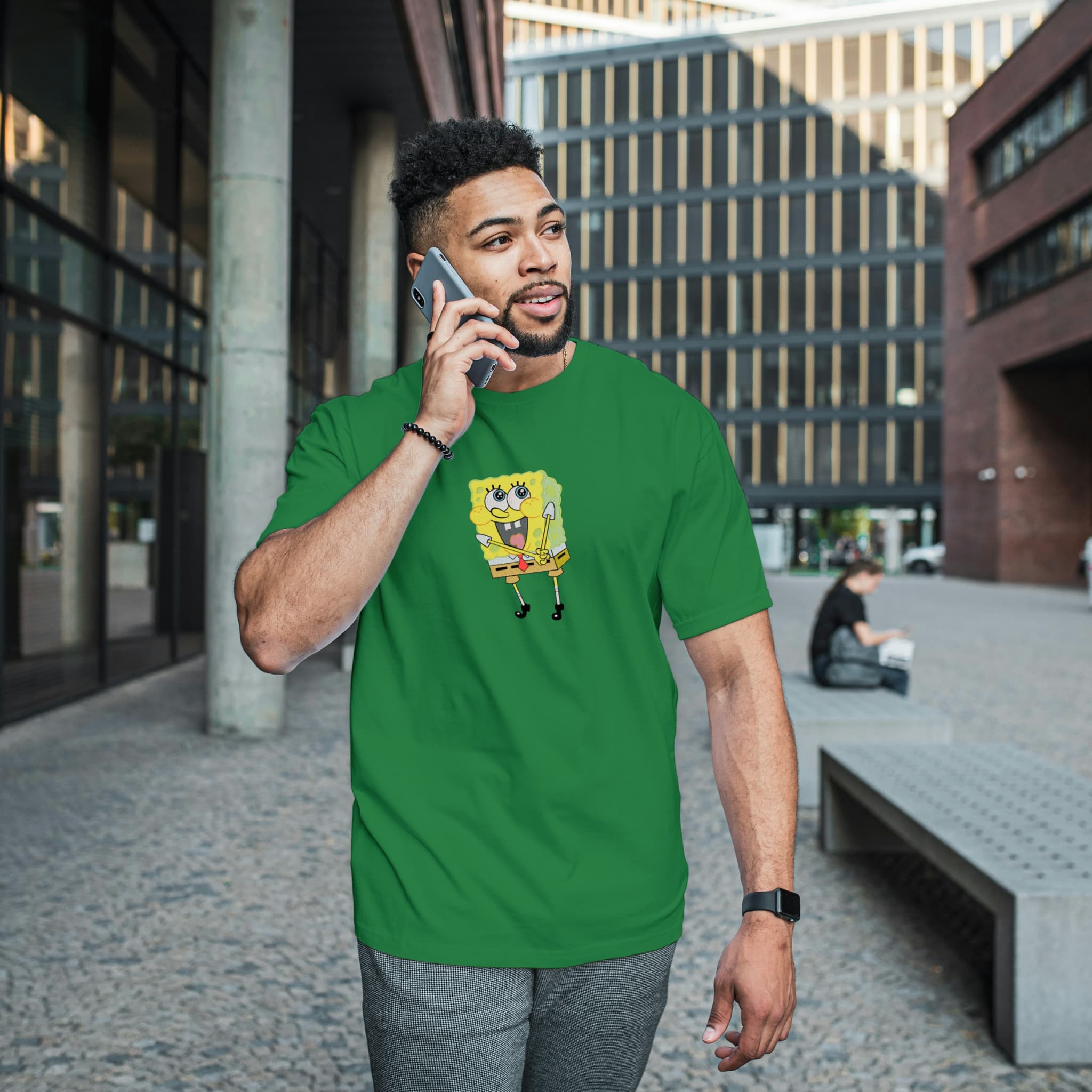 Camiseta Unisex Bordada 100% Algodón – Cómoda – Diseño Bob Esponja