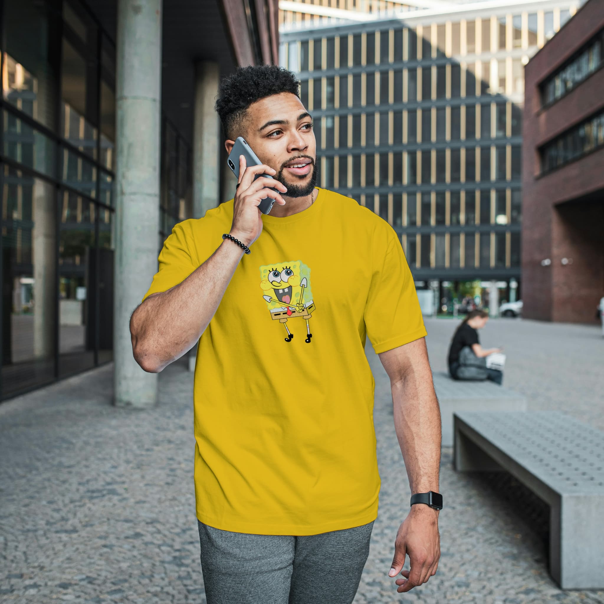 Camiseta Unisex Bordada 100% Algodón – Cómoda – Diseño Bob Esponja