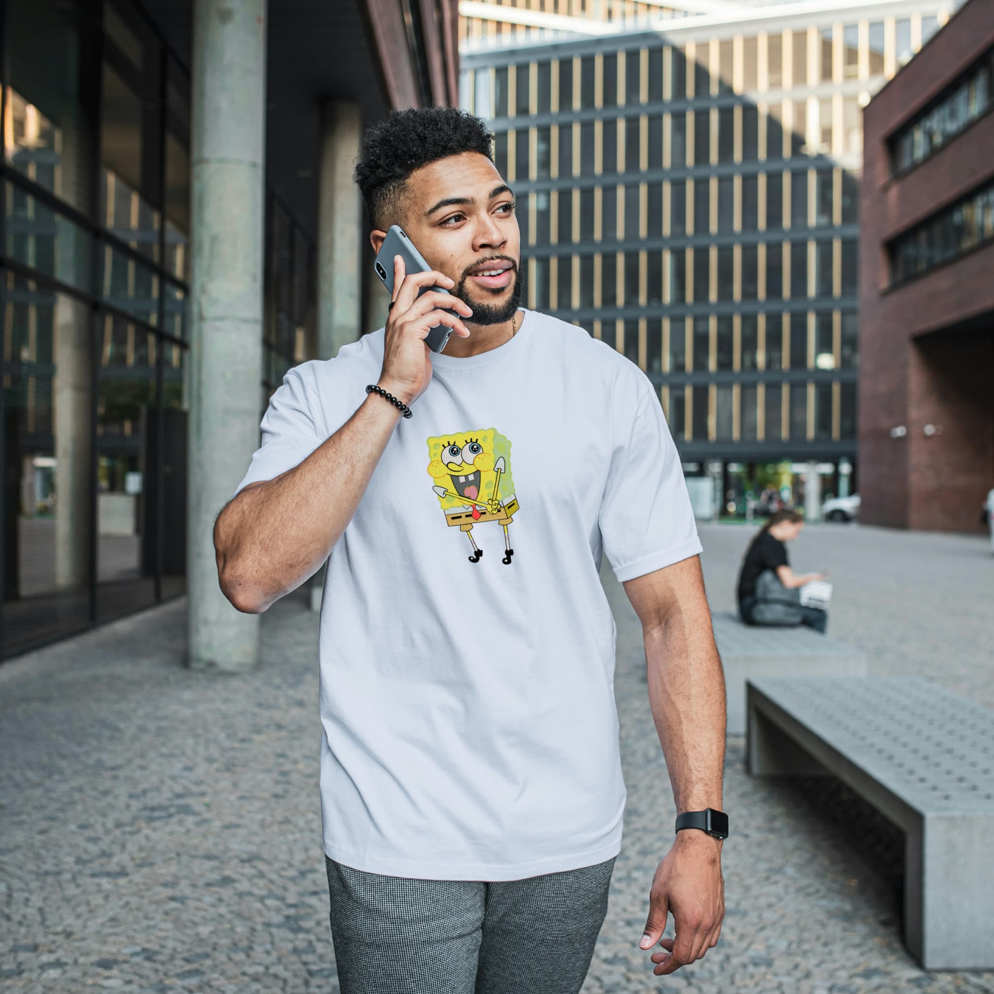 Camiseta Unisex Bordada 100% Algodón – Cómoda – Diseño Bob Esponja
