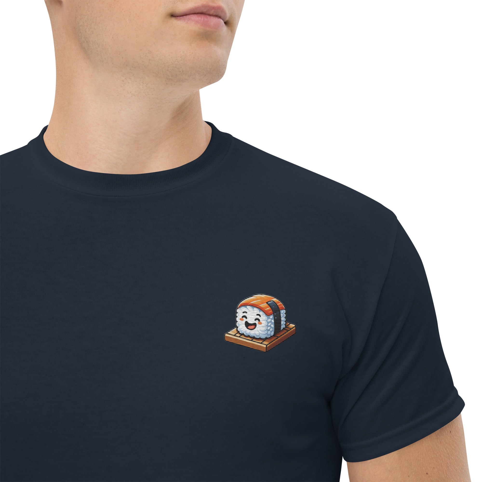 T-Shirt Unisex Ricamata 100% Cotone – Confortevole – Design Sushi Logo-Biiply