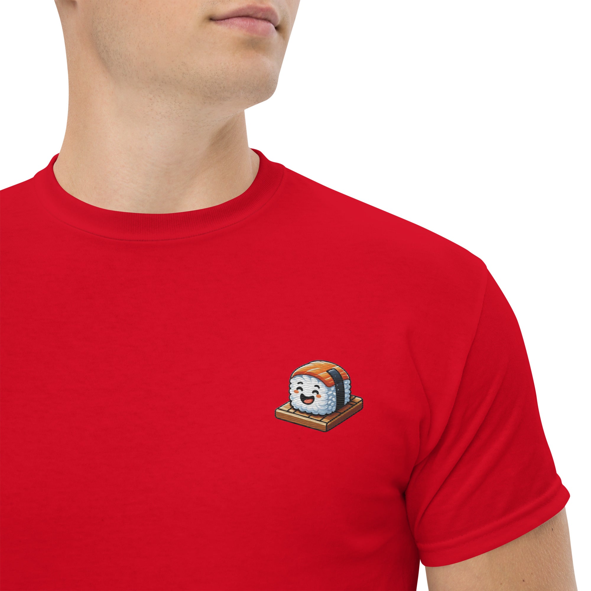 T-Shirt Unisex Ricamata 100% Cotone – Confortevole – Design Sushi Logo-Biiply