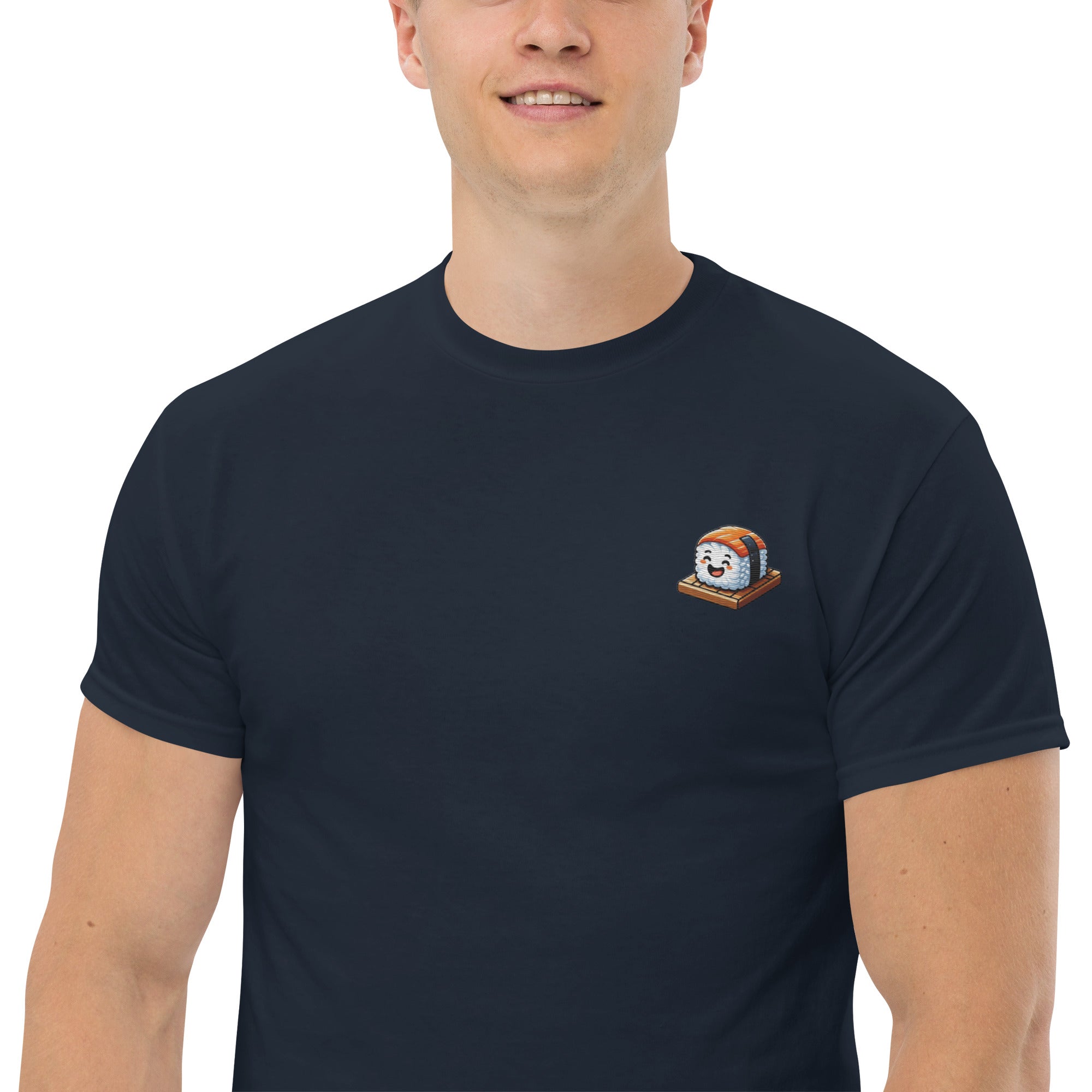 T-Shirt Unisex Ricamata 100% Cotone – Confortevole – Design Sushi Logo-Biiply