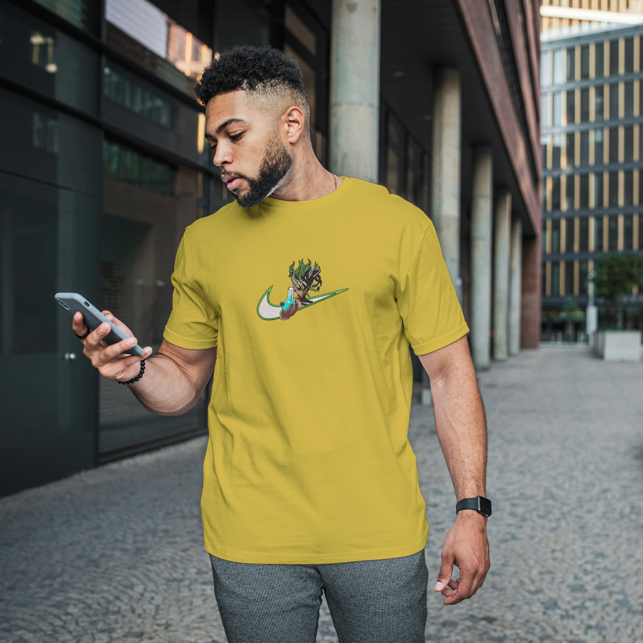 Camiseta Unisex Bordada 100% Algodón – Cómoda – Diseño Swoosh Dr.stone
