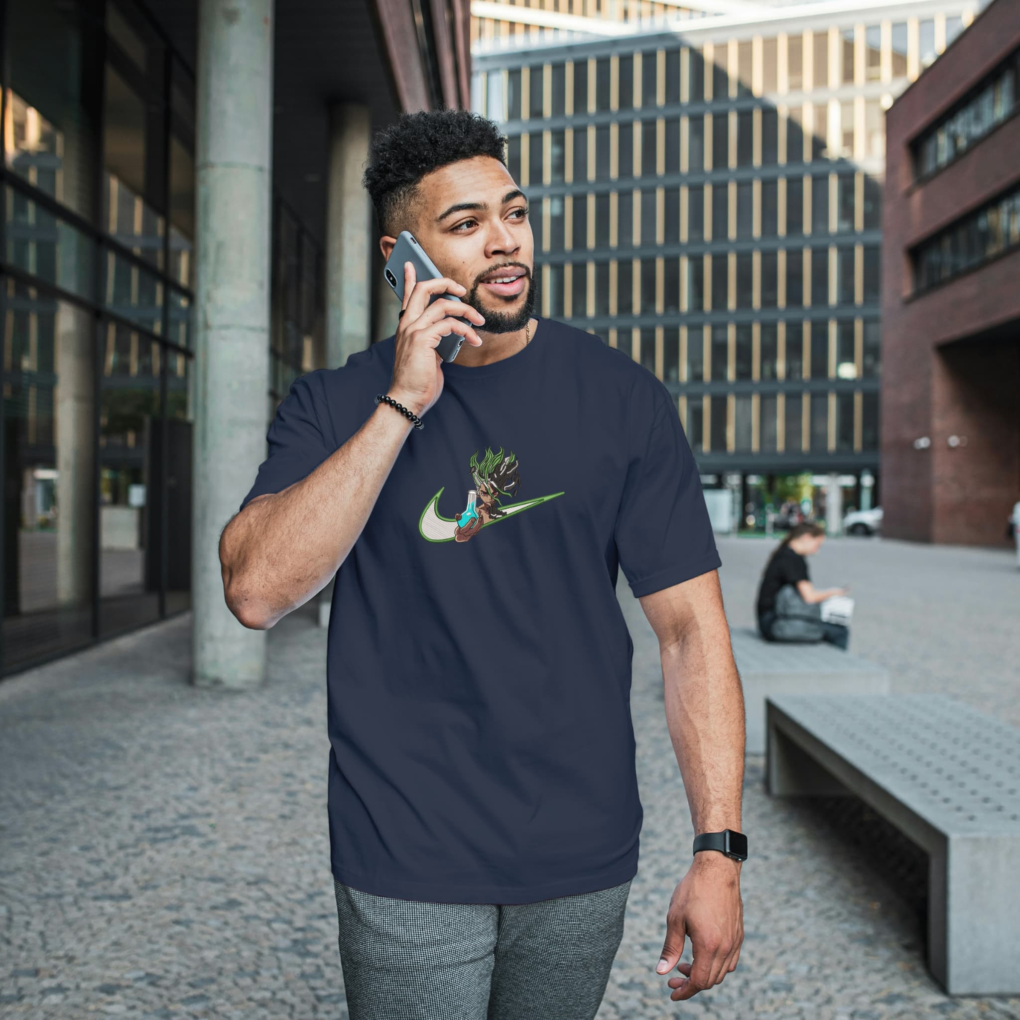 Camiseta Unisex Bordada 100% Algodón – Cómoda – Diseño Swoosh Dr.stone