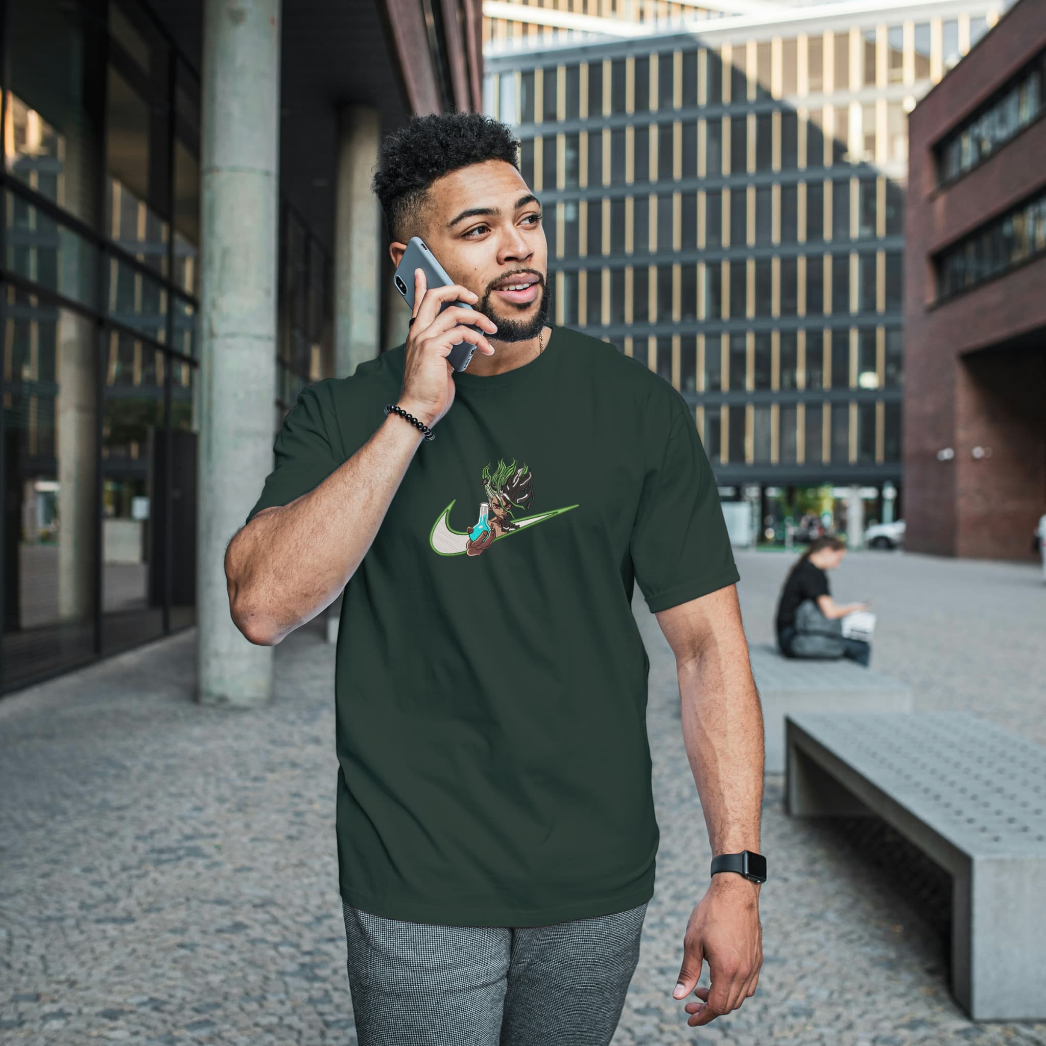 Camiseta Unisex Bordada 100% Algodón – Cómoda – Diseño Swoosh Dr.stone