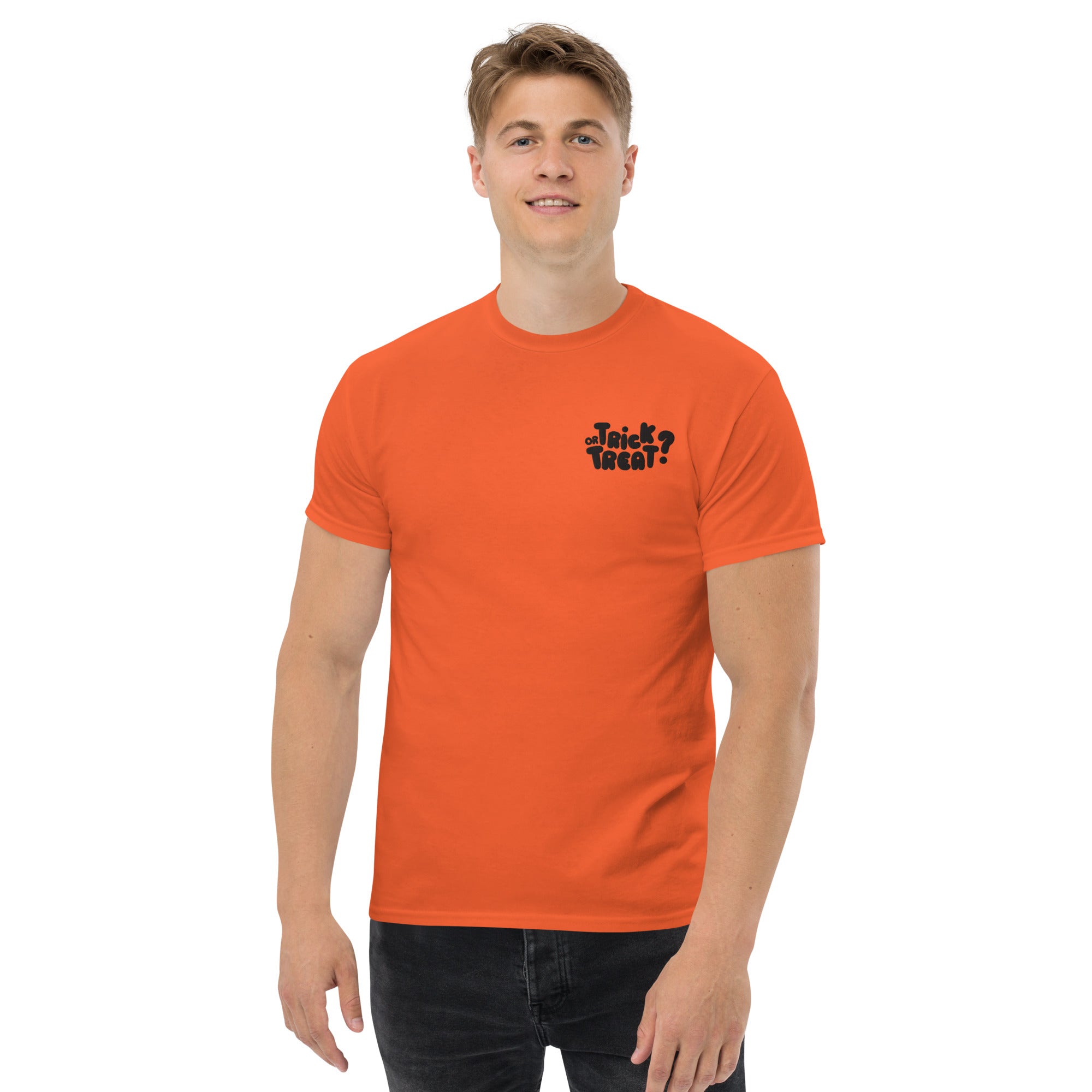 T-Shirt Unisex Ricamata 100% Cotone – Confortevole – Design Trick or Treat - 2 - Biiply - Inizia Il tuo progetto