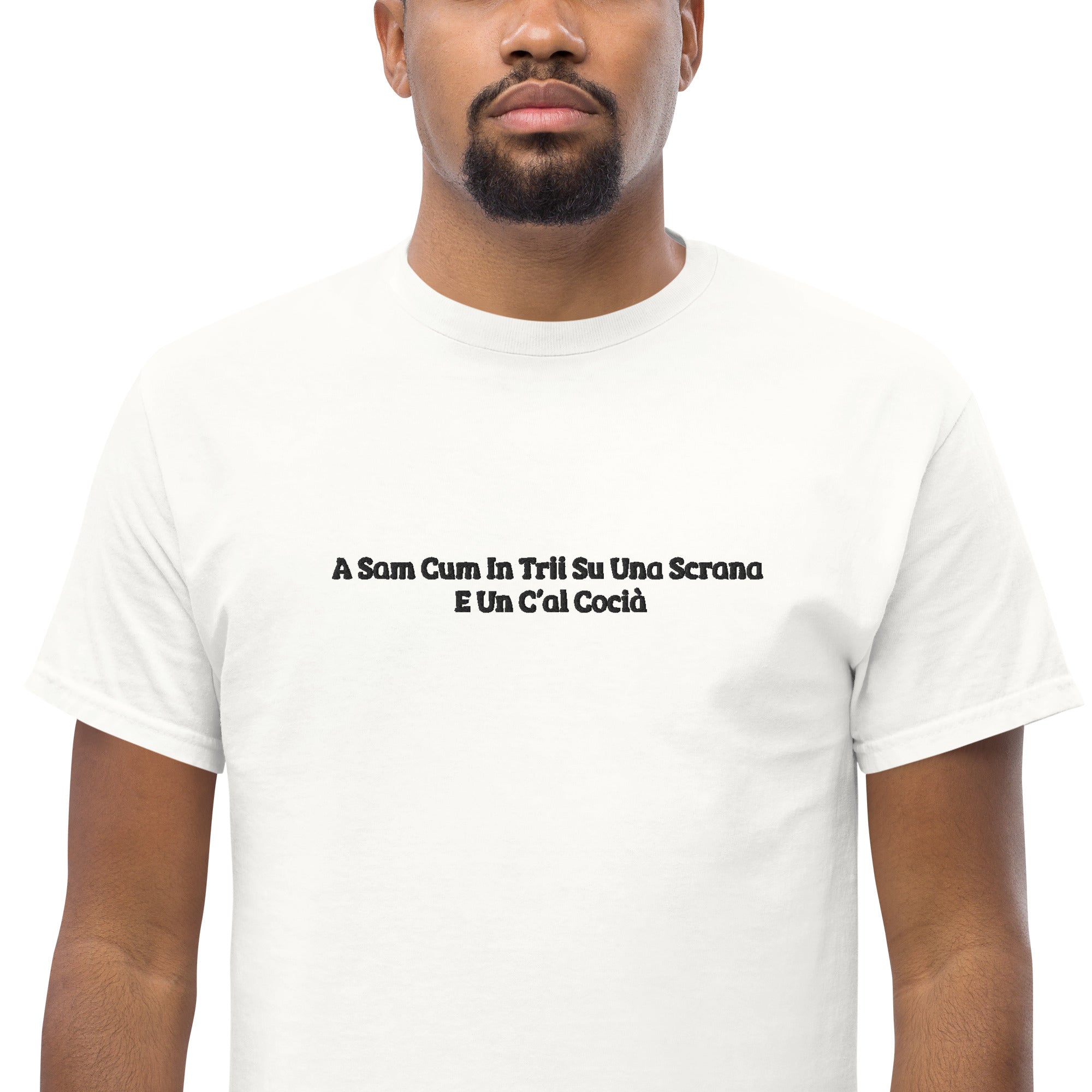 T-Shirt Unisex Ricamata 100% Cotone – Confortevole – Design Una Scrana-Biiply