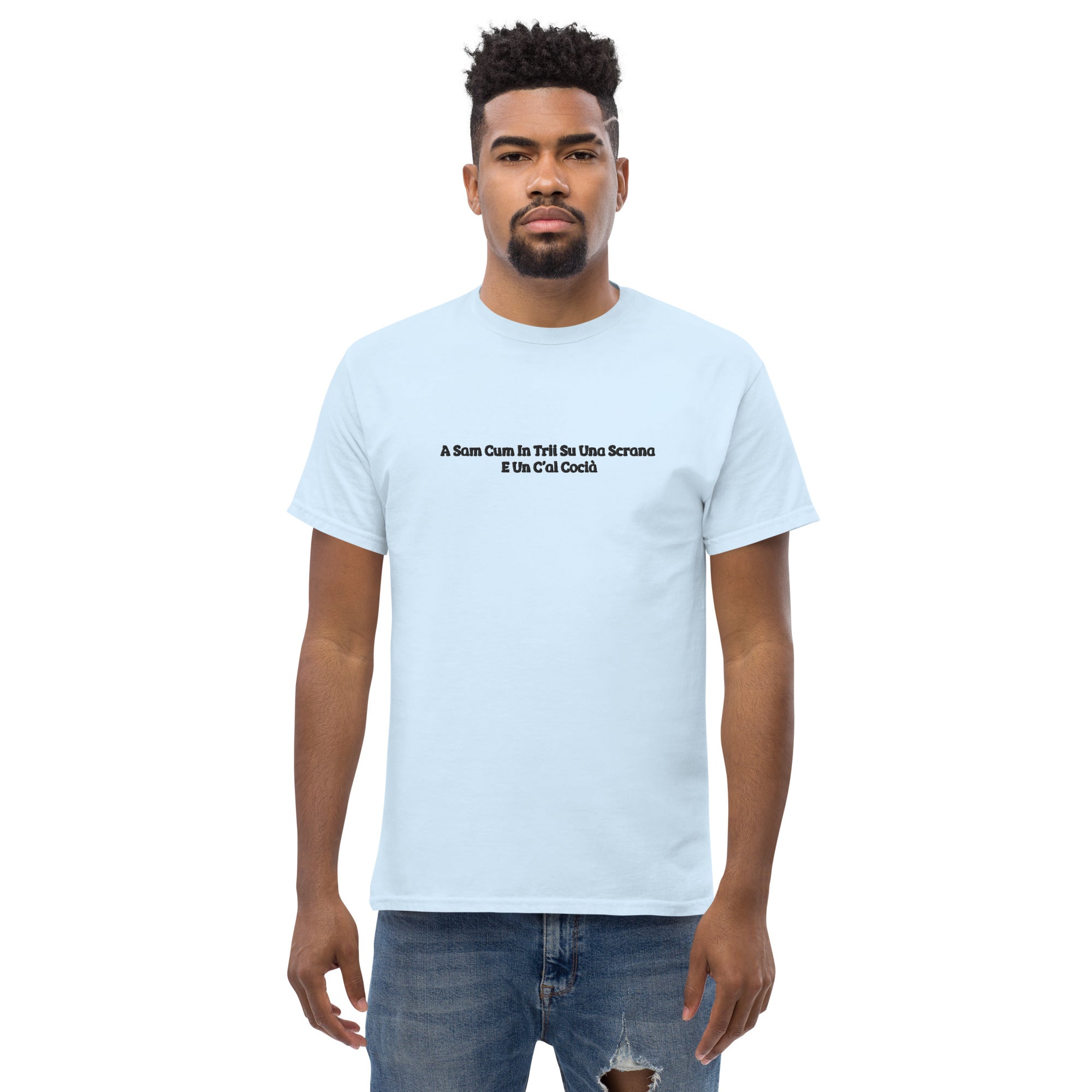 T-Shirt Unisex Ricamata 100% Cotone – Confortevole – Design Una Scrana-Biiply