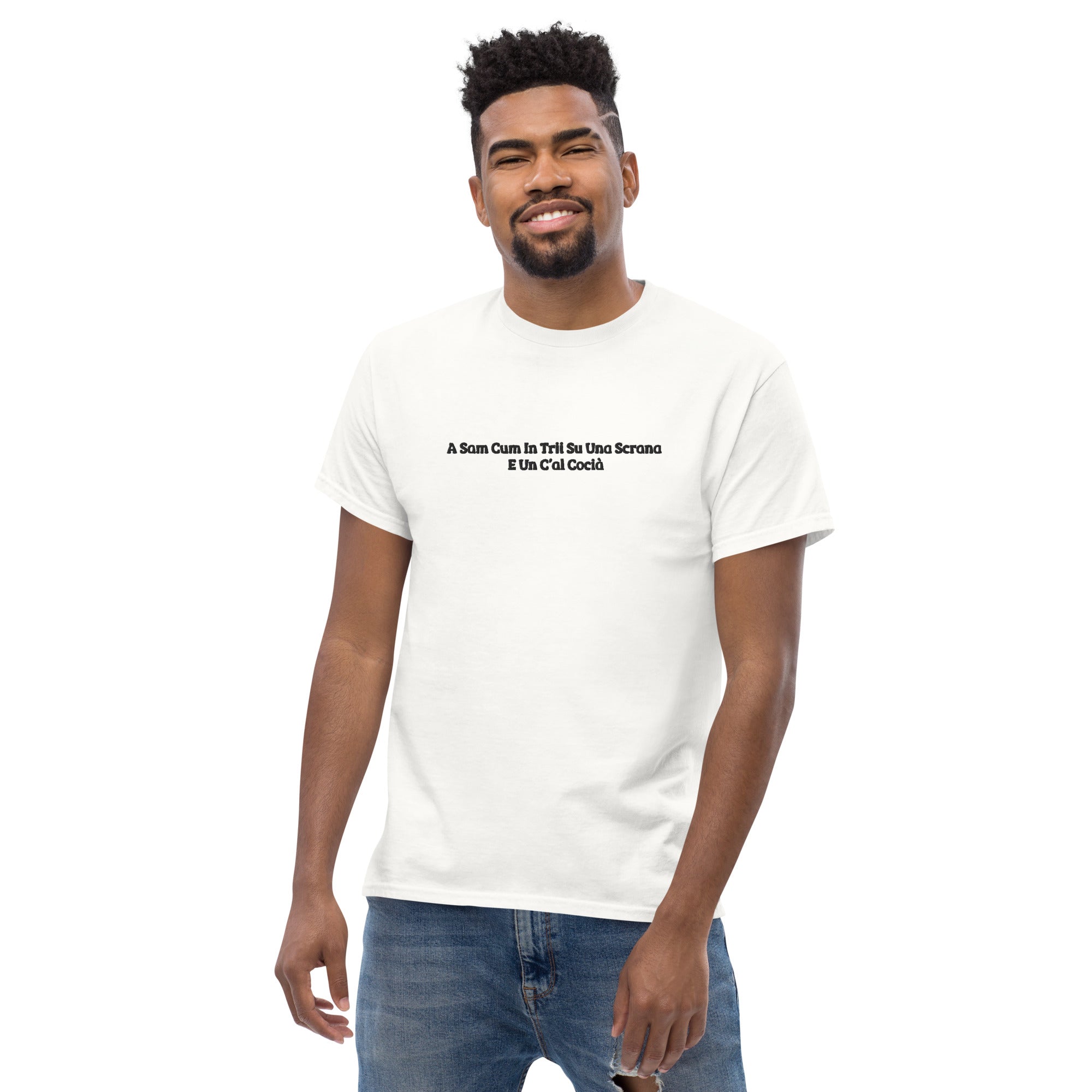 T-Shirt Unisex Ricamata 100% Cotone – Confortevole – Design Una Scrana-Biiply