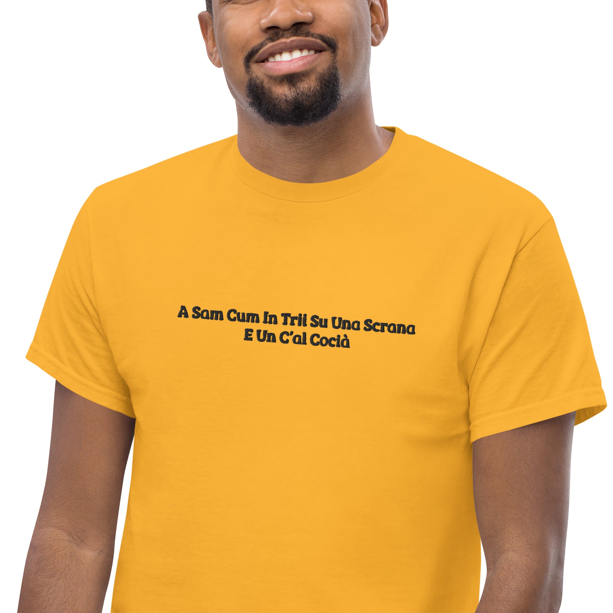 T-Shirt Unisex Ricamata 100% Cotone – Confortevole – Design Una Scrana-Biiply