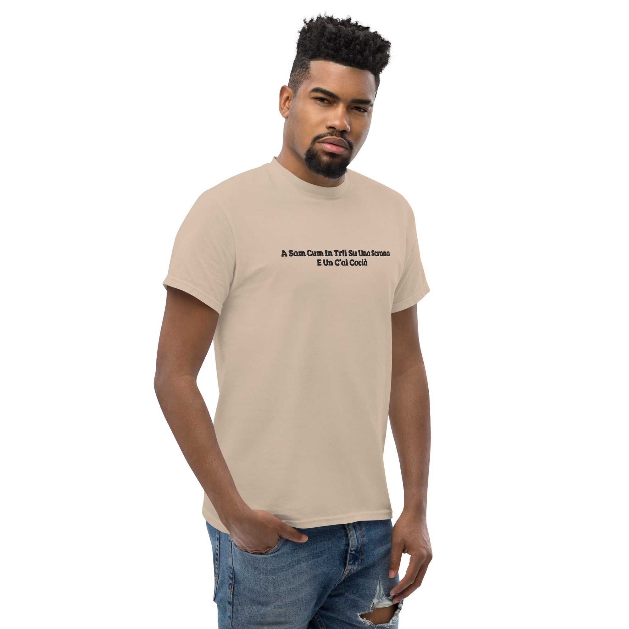 T-Shirt Unisex Ricamata 100% Cotone – Confortevole – Design Una Scrana-Biiply