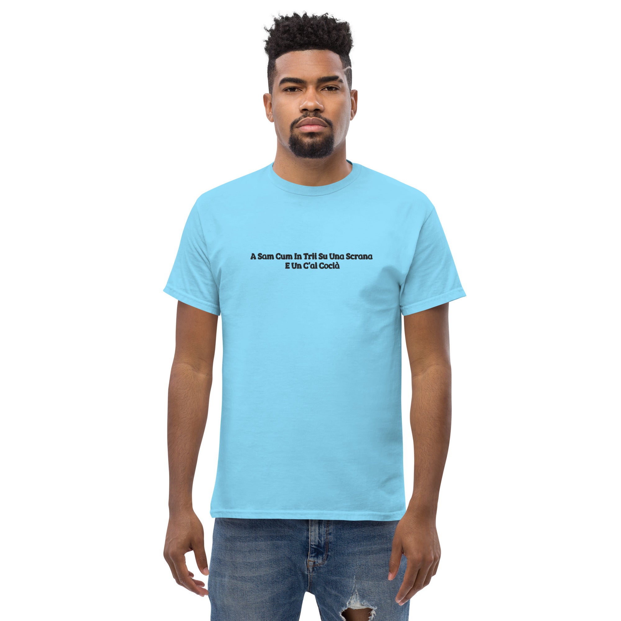 T-Shirt Unisex Ricamata 100% Cotone – Confortevole – Design Una Scrana-Biiply