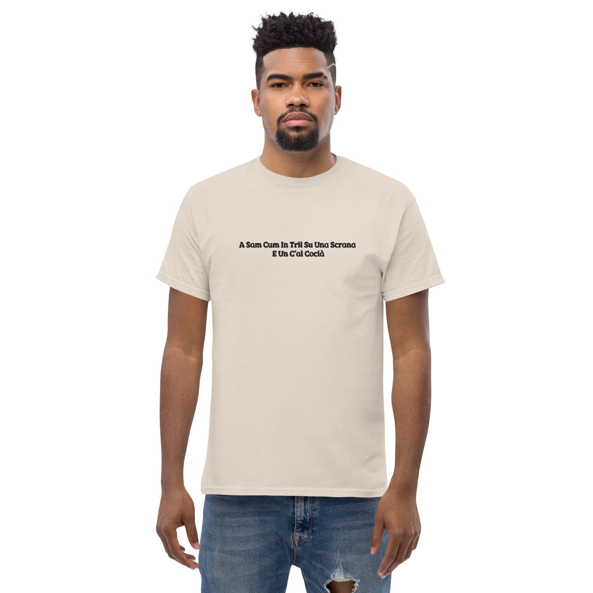 T-Shirt Unisex Ricamata 100% Cotone – Confortevole – Design Una Scrana-Biiply