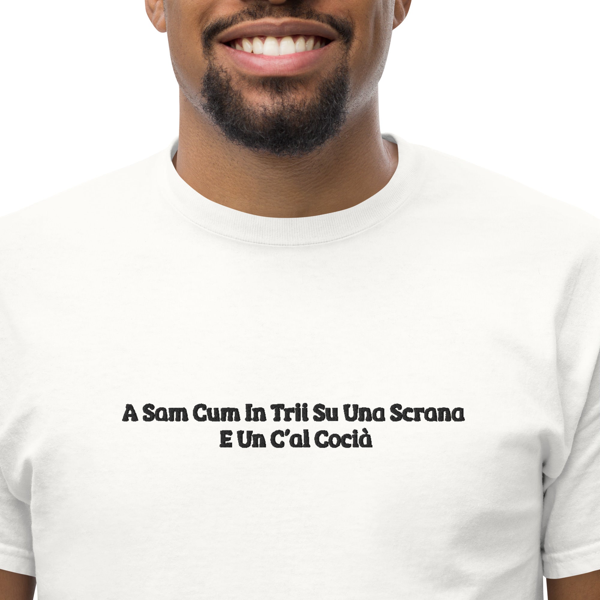T-Shirt Unisex Ricamata 100% Cotone – Confortevole – Design Una Scrana-Biiply