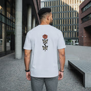 Camiseta Unisex Bordada en la espalda 100% Algodón – Cómoda – Diseño rosa con hojas de mariposa
