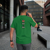 Camiseta Unisex Bordada en la espalda 100% Algodón – Cómoda – Diseño rosa con hojas de mariposa