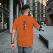 Camiseta Unisex Bordada en la espalda 100% Algodón – Cómoda – Diseño rosa con hojas de mariposa