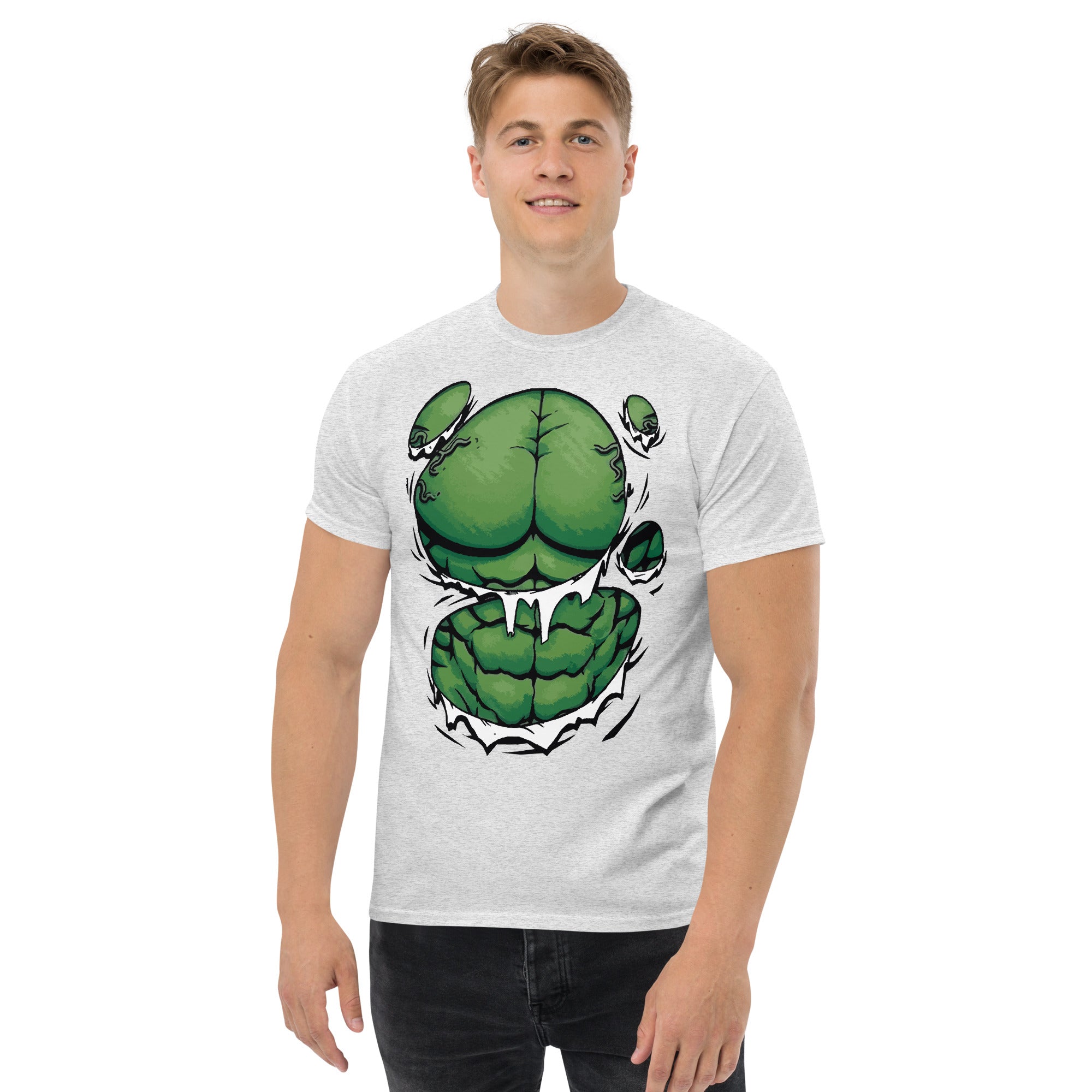 T-Shirt Unisex Stampata 100% Cotone – Confortevole – Design Addominali Hulk-Biiply