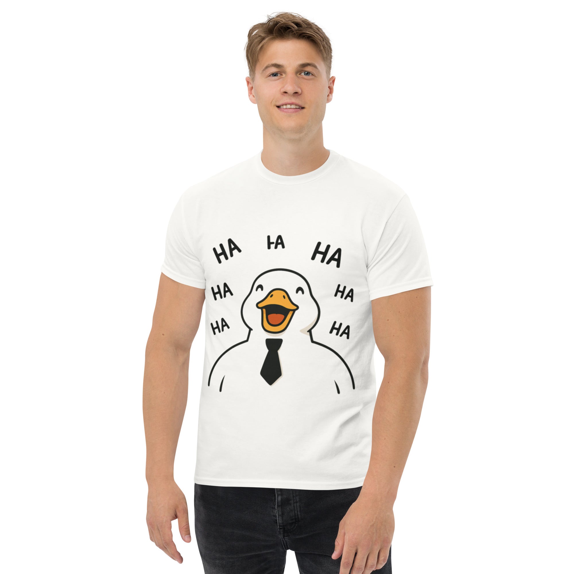 T-Shirt Unisex Stampata 100% Cotone – Confortevole – Design Anatra che ride-Biiply