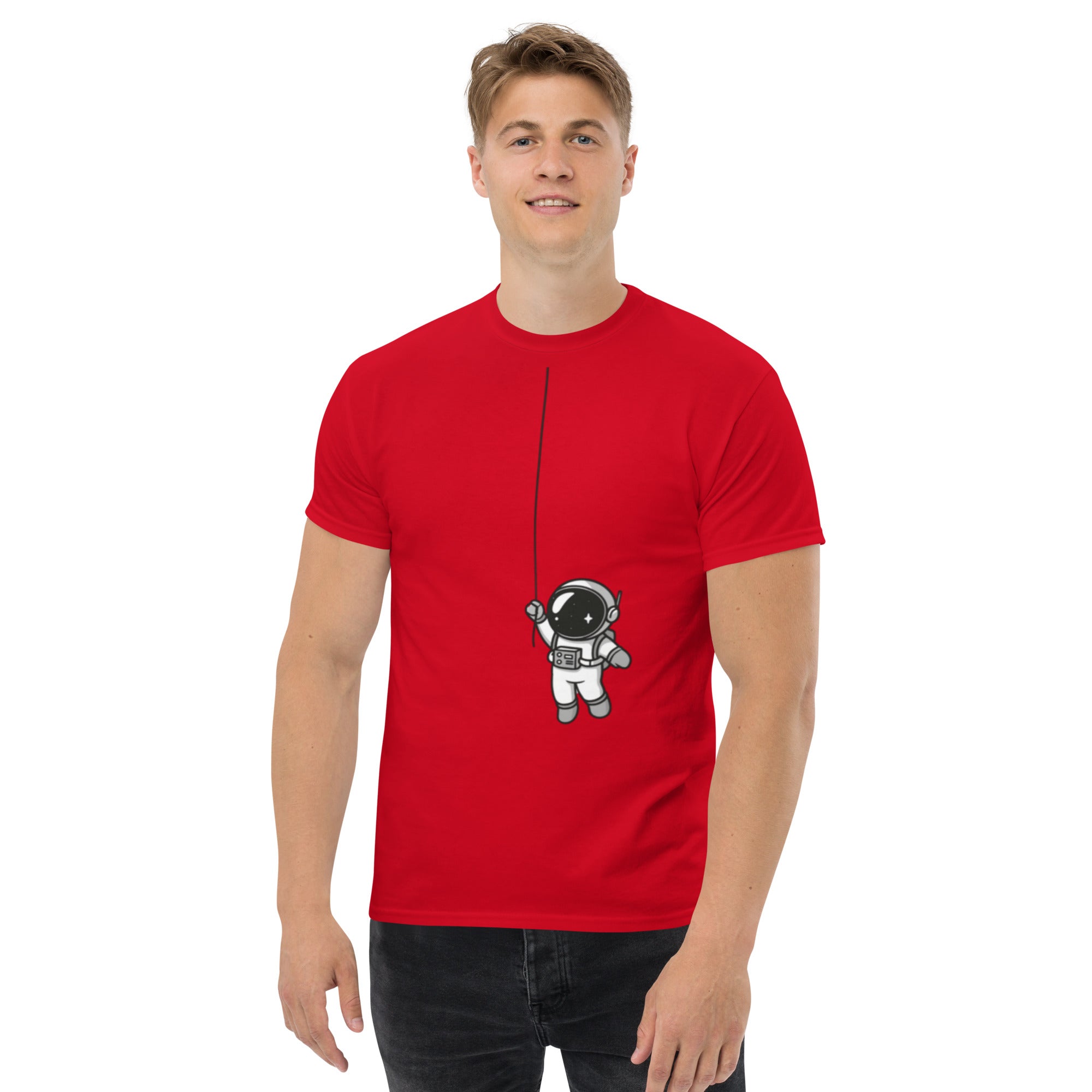 T-Shirt Unisex Stampata 100% Cotone – Confortevole – Design Astronauta Appeso-Biiply