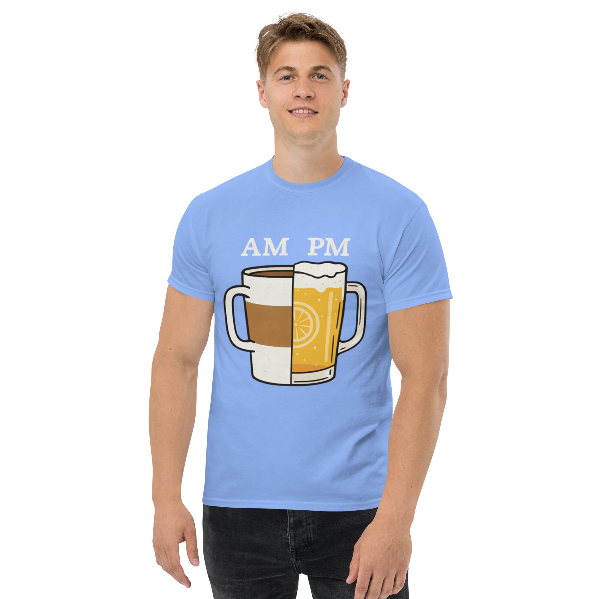 T-Shirt Unisex Stampata 100% Cotone – Confortevole – Design Caffè A.M Birra P.M-Biiply