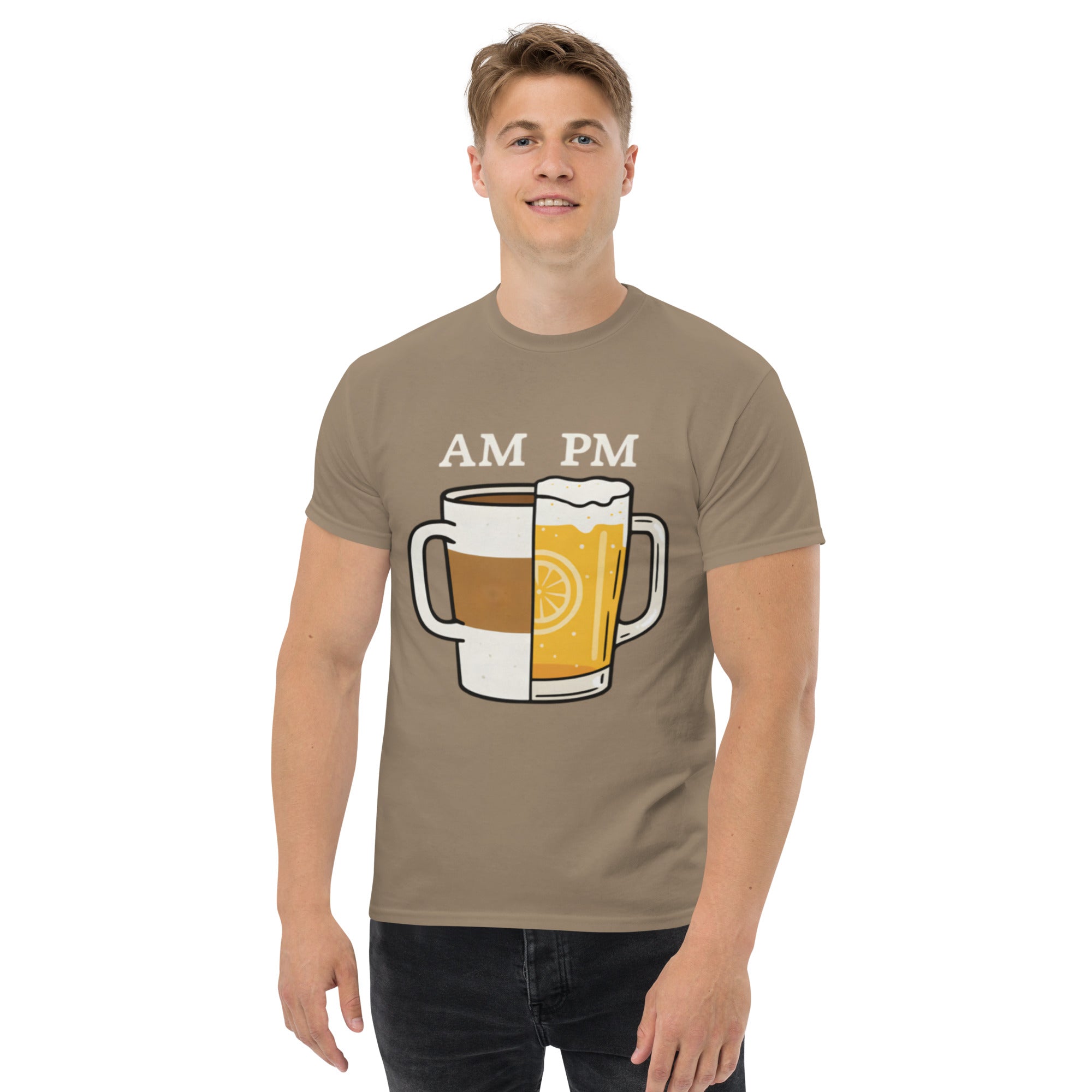 T-Shirt Unisex Stampata 100% Cotone – Confortevole – Design Caffè A.M Birra P.M-Biiply