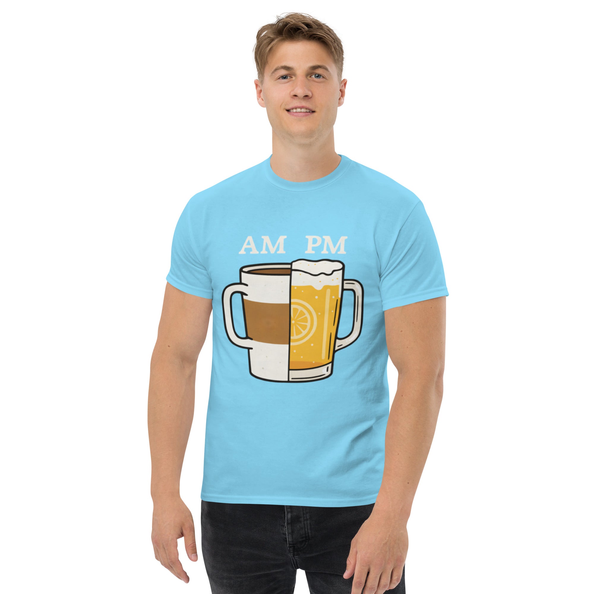 T-Shirt Unisex Stampata 100% Cotone – Confortevole – Design Caffè A.M Birra P.M-Biiply