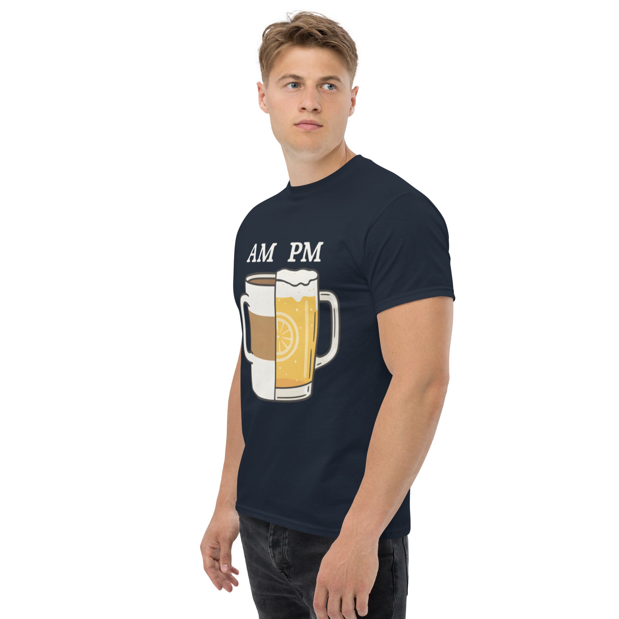 T-Shirt Unisex Stampata 100% Cotone – Confortevole – Design Caffè A.M Birra P.M-Biiply