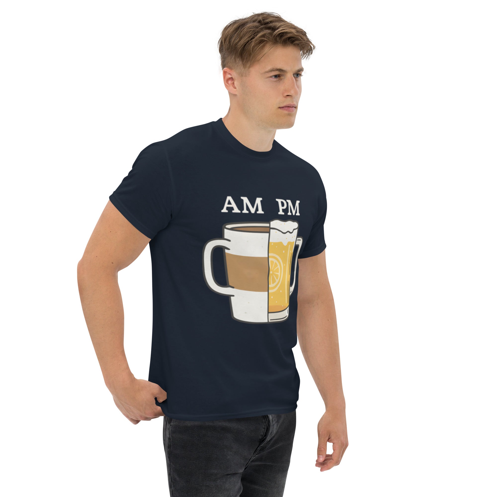 T-Shirt Unisex Stampata 100% Cotone – Confortevole – Design Caffè A.M Birra P.M-Biiply