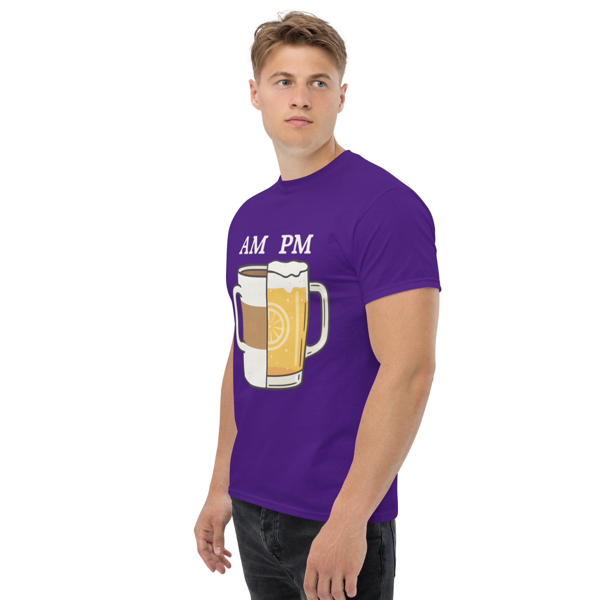 T-Shirt Unisex Stampata 100% Cotone – Confortevole – Design Caffè A.M Birra P.M-Biiply