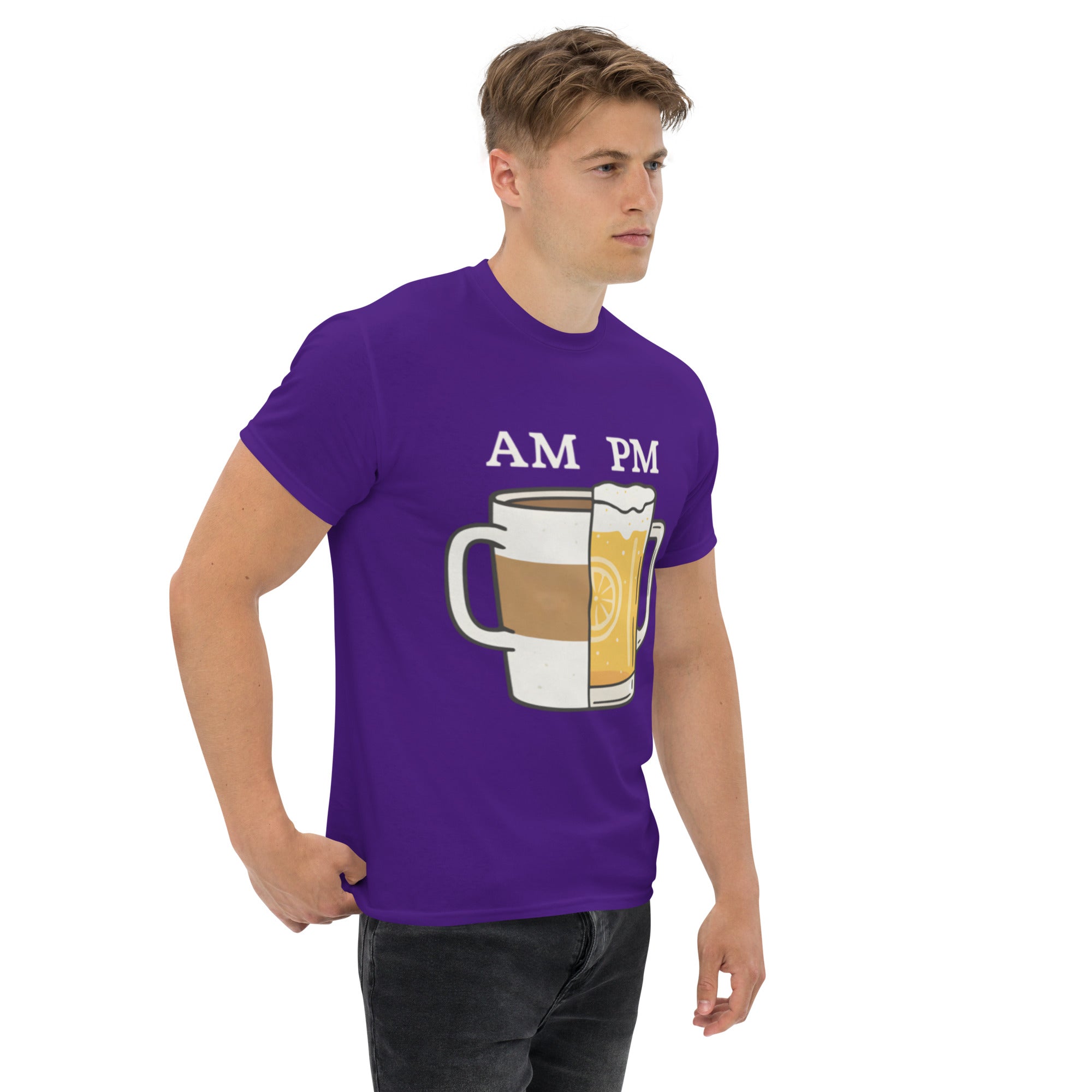 T-Shirt Unisex Stampata 100% Cotone – Confortevole – Design Caffè A.M Birra P.M-Biiply