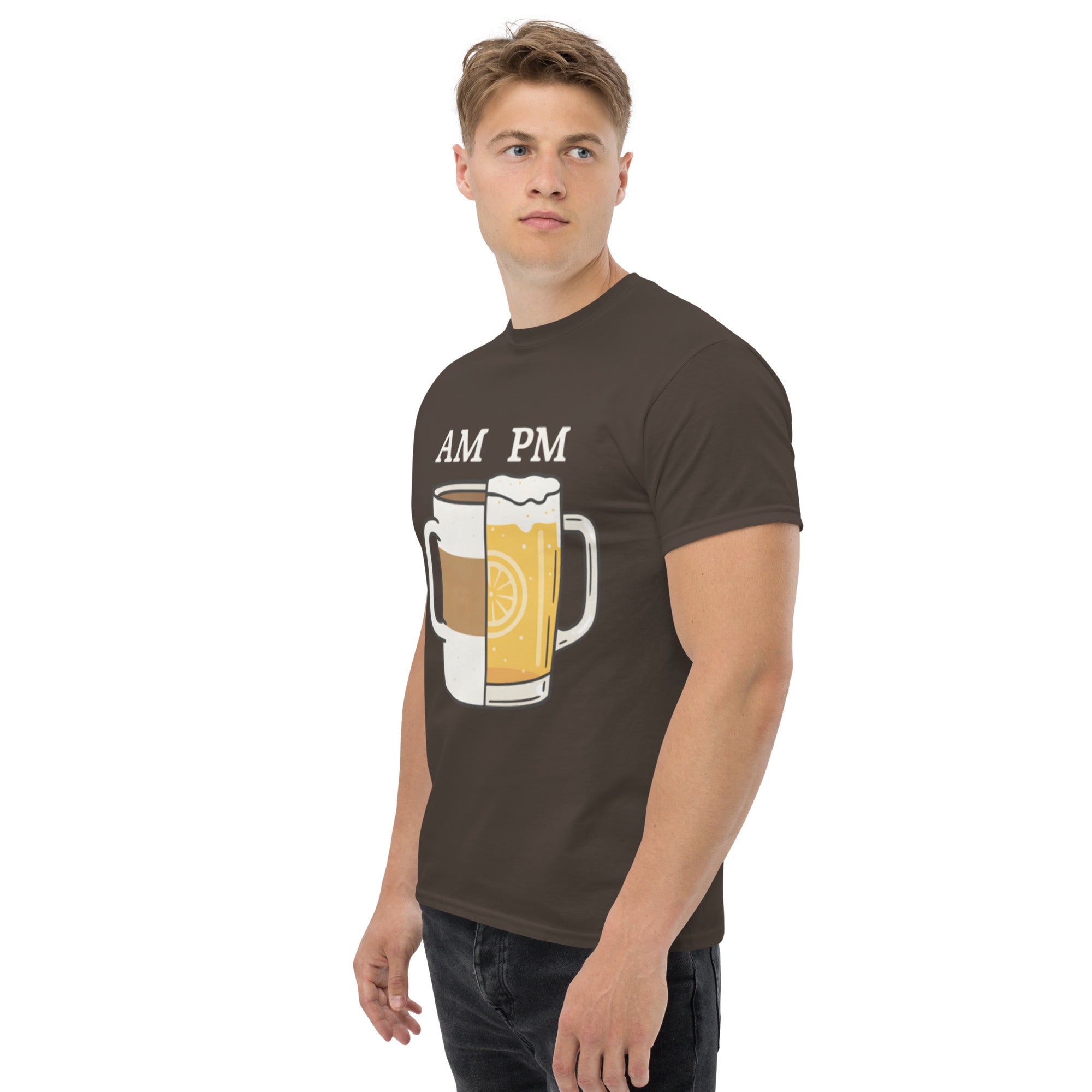 T-Shirt Unisex Stampata 100% Cotone – Confortevole – Design Caffè A.M Birra P.M-Biiply