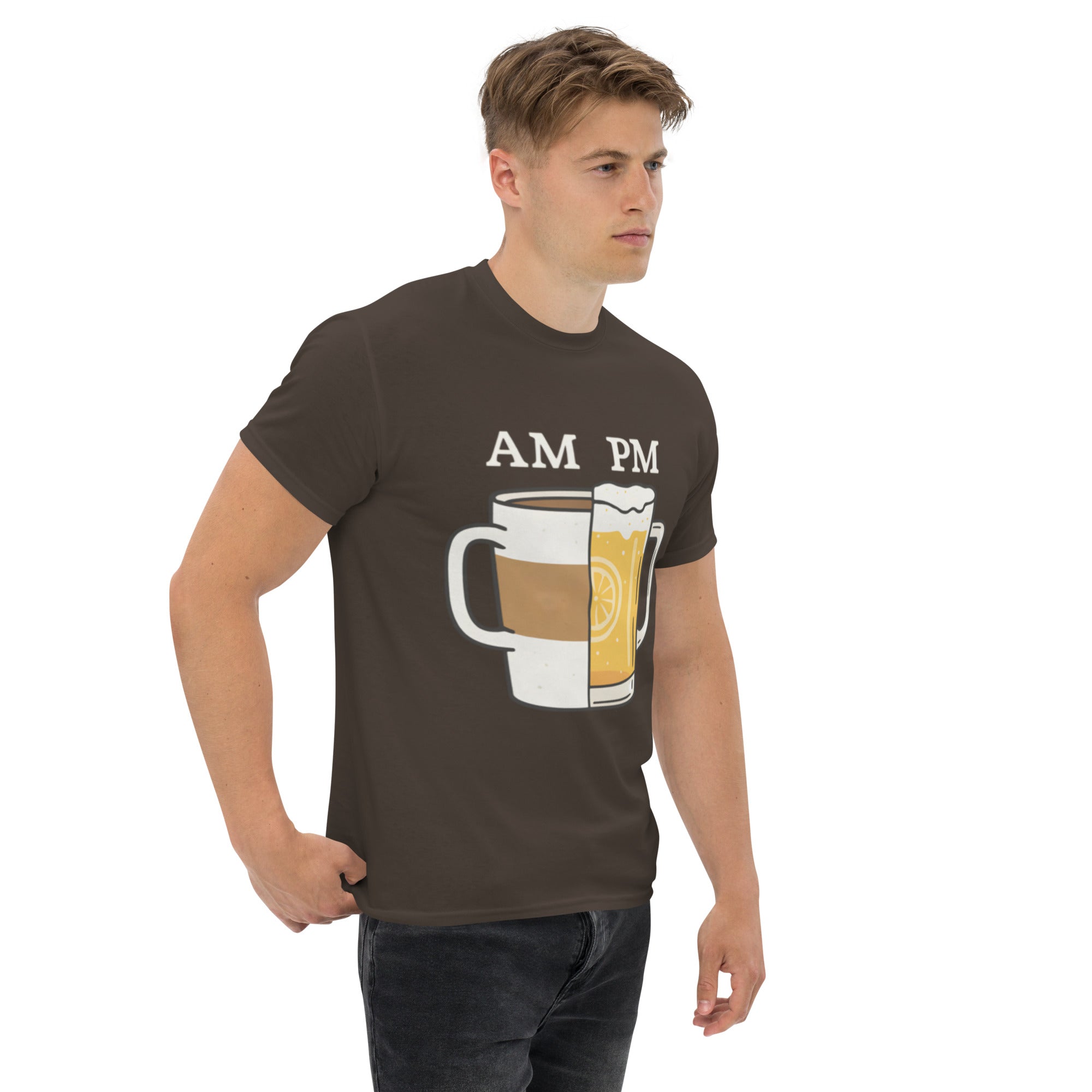 T-Shirt Unisex Stampata 100% Cotone – Confortevole – Design Caffè A.M Birra P.M-Biiply