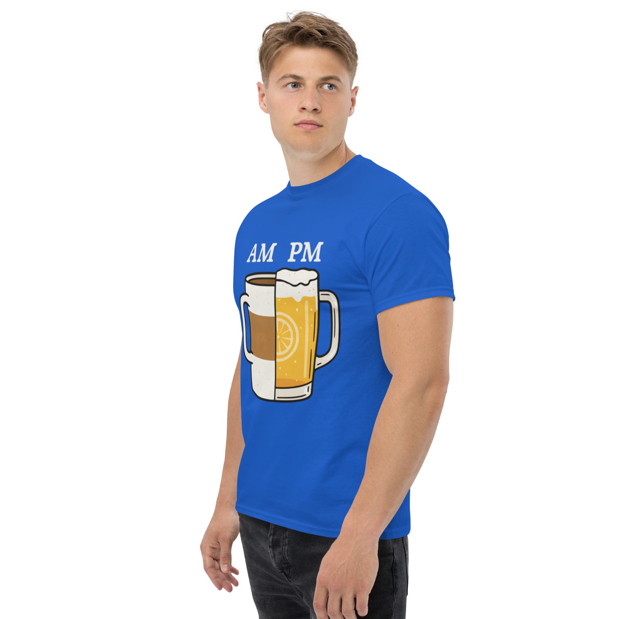 T-Shirt Unisex Stampata 100% Cotone – Confortevole – Design Caffè A.M Birra P.M-Biiply