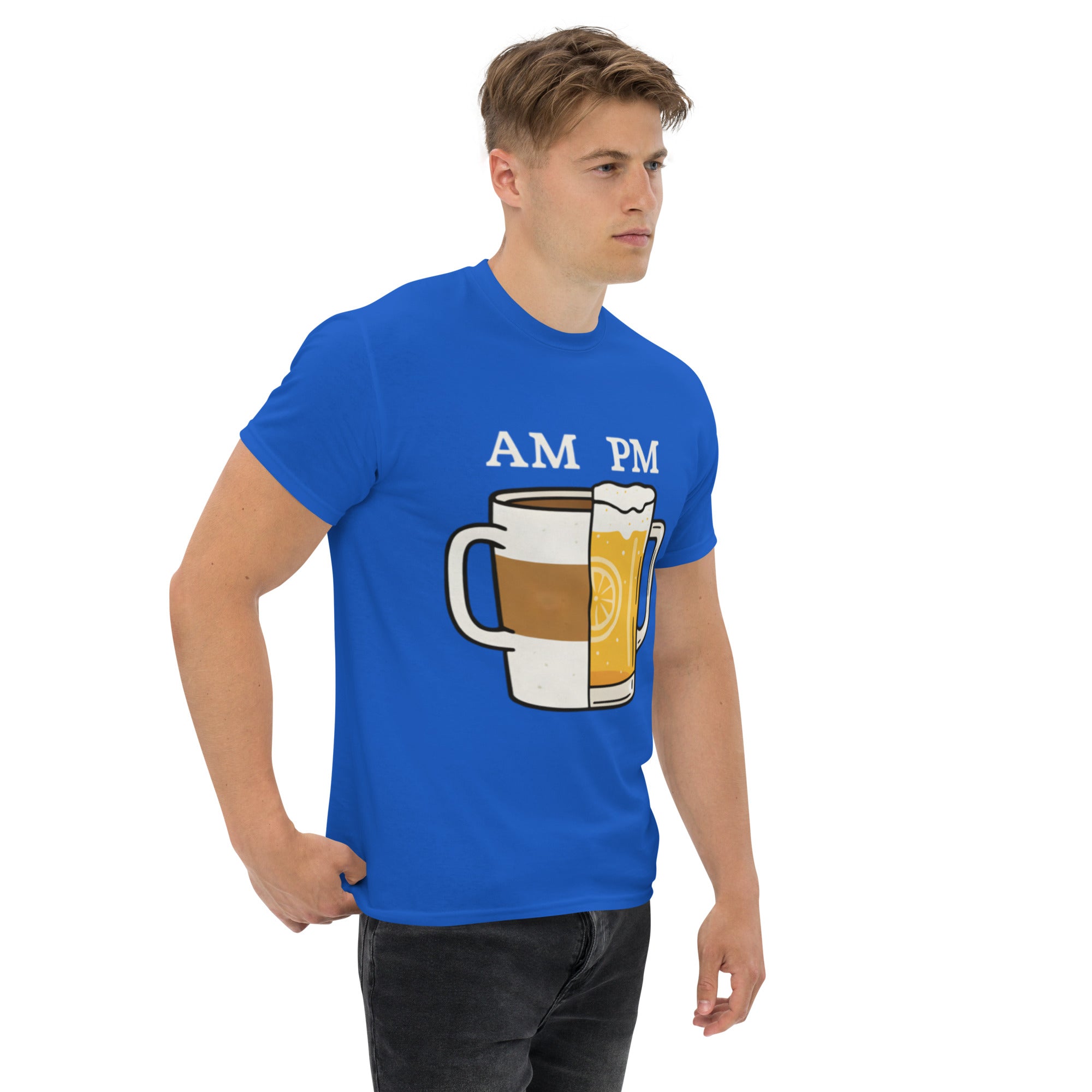 T-Shirt Unisex Stampata 100% Cotone – Confortevole – Design Caffè A.M Birra P.M-Biiply