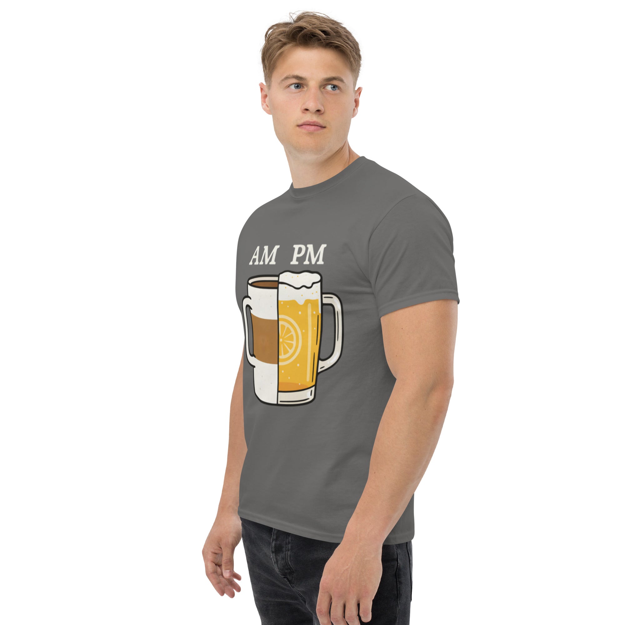 T-Shirt Unisex Stampata 100% Cotone – Confortevole – Design Caffè A.M Birra P.M-Biiply