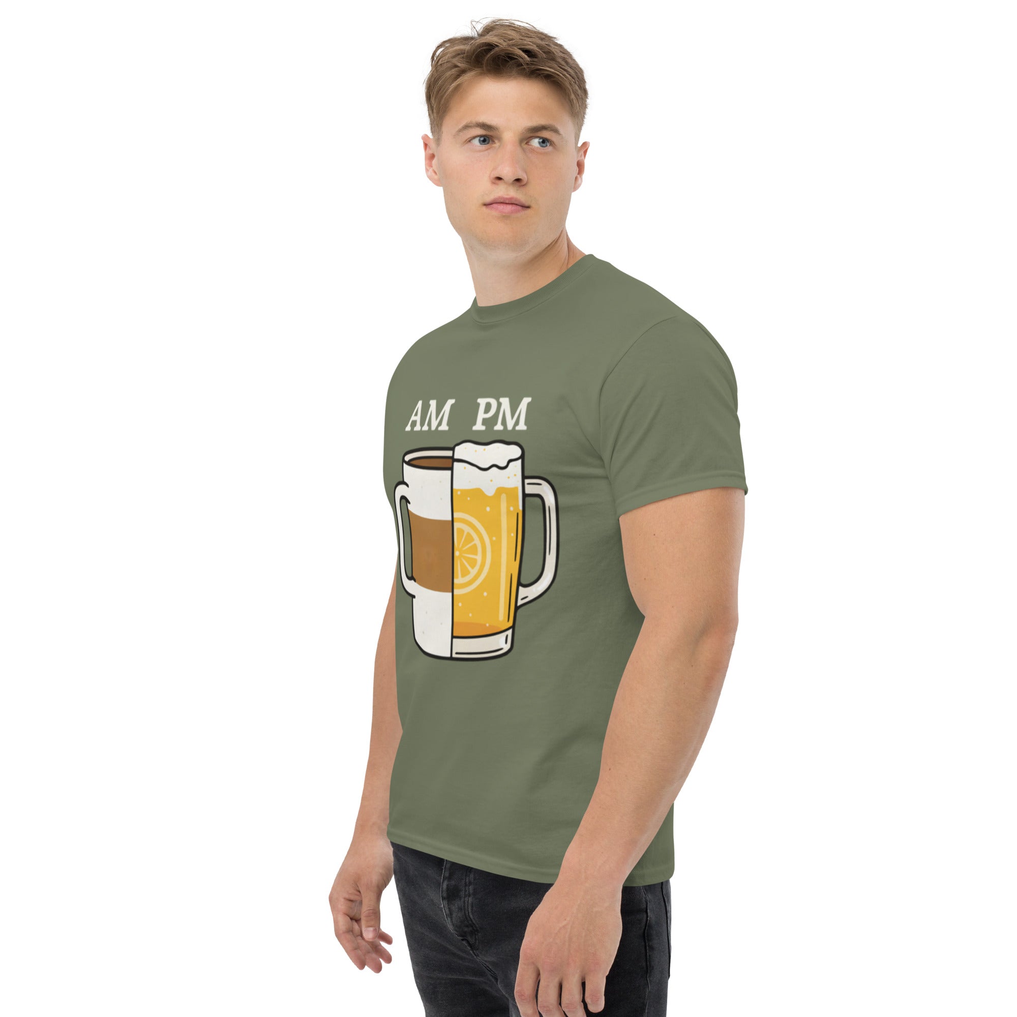 T-Shirt Unisex Stampata 100% Cotone – Confortevole – Design Caffè A.M Birra P.M-Biiply