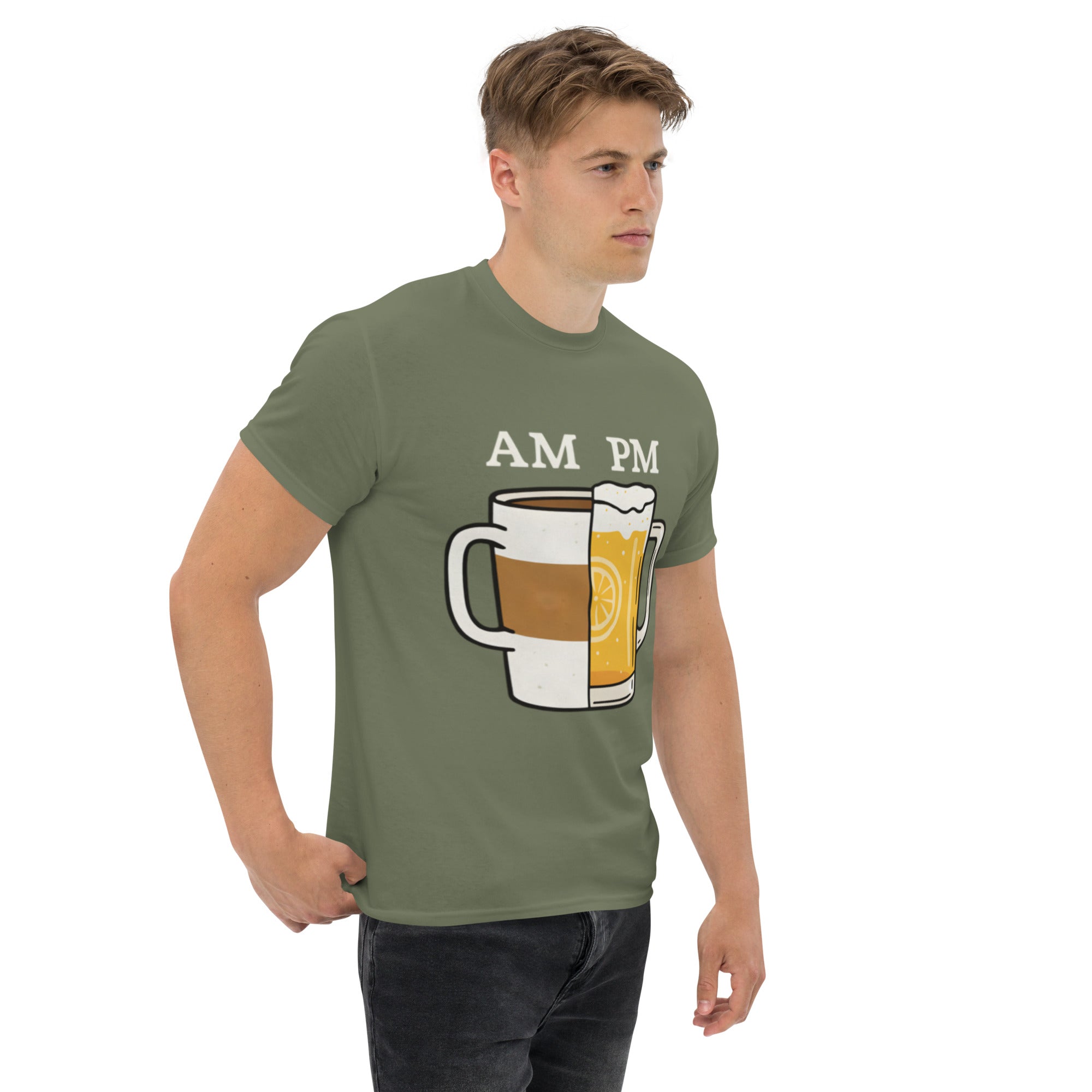 T-Shirt Unisex Stampata 100% Cotone – Confortevole – Design Caffè A.M Birra P.M-Biiply