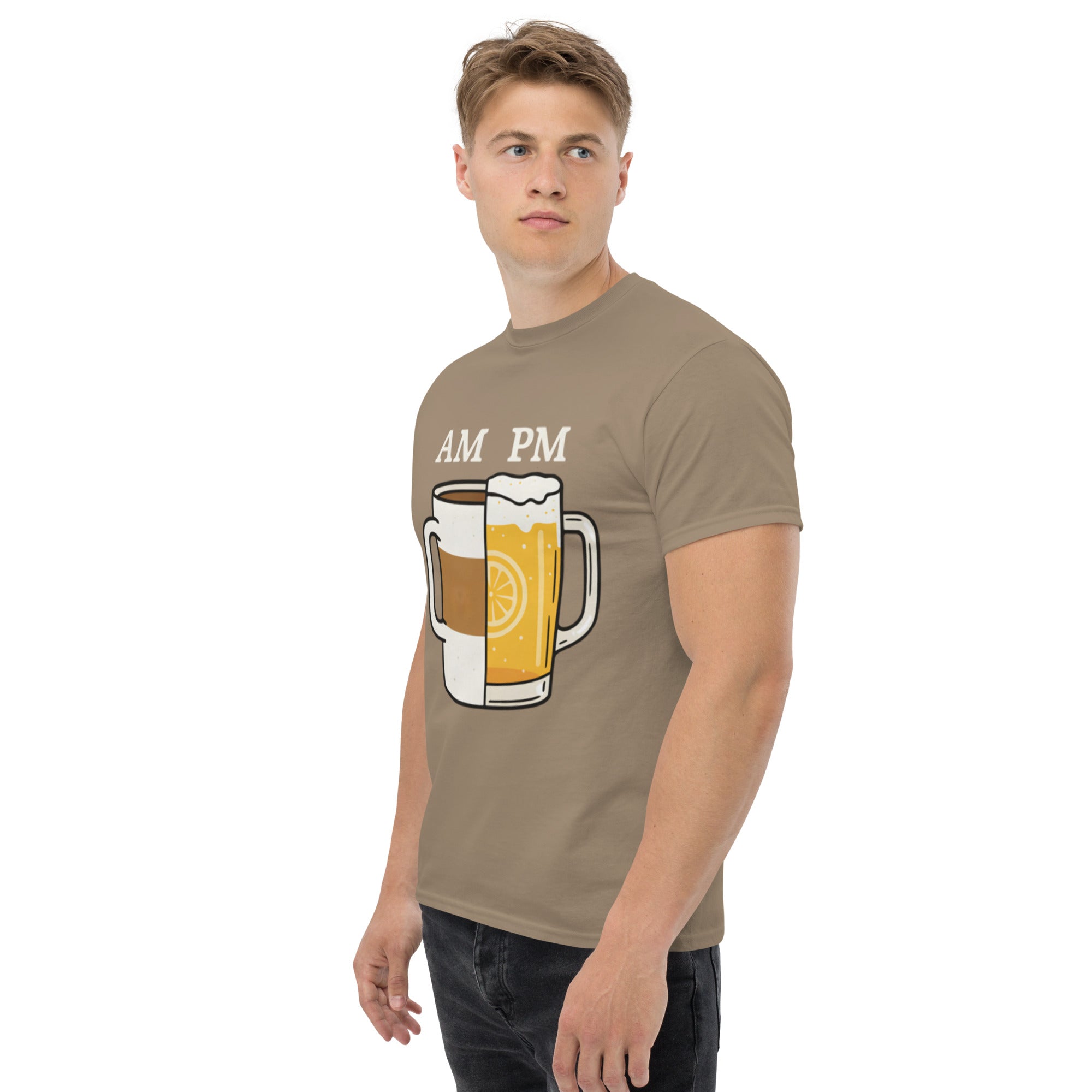 T-Shirt Unisex Stampata 100% Cotone – Confortevole – Design Caffè A.M Birra P.M-Biiply
