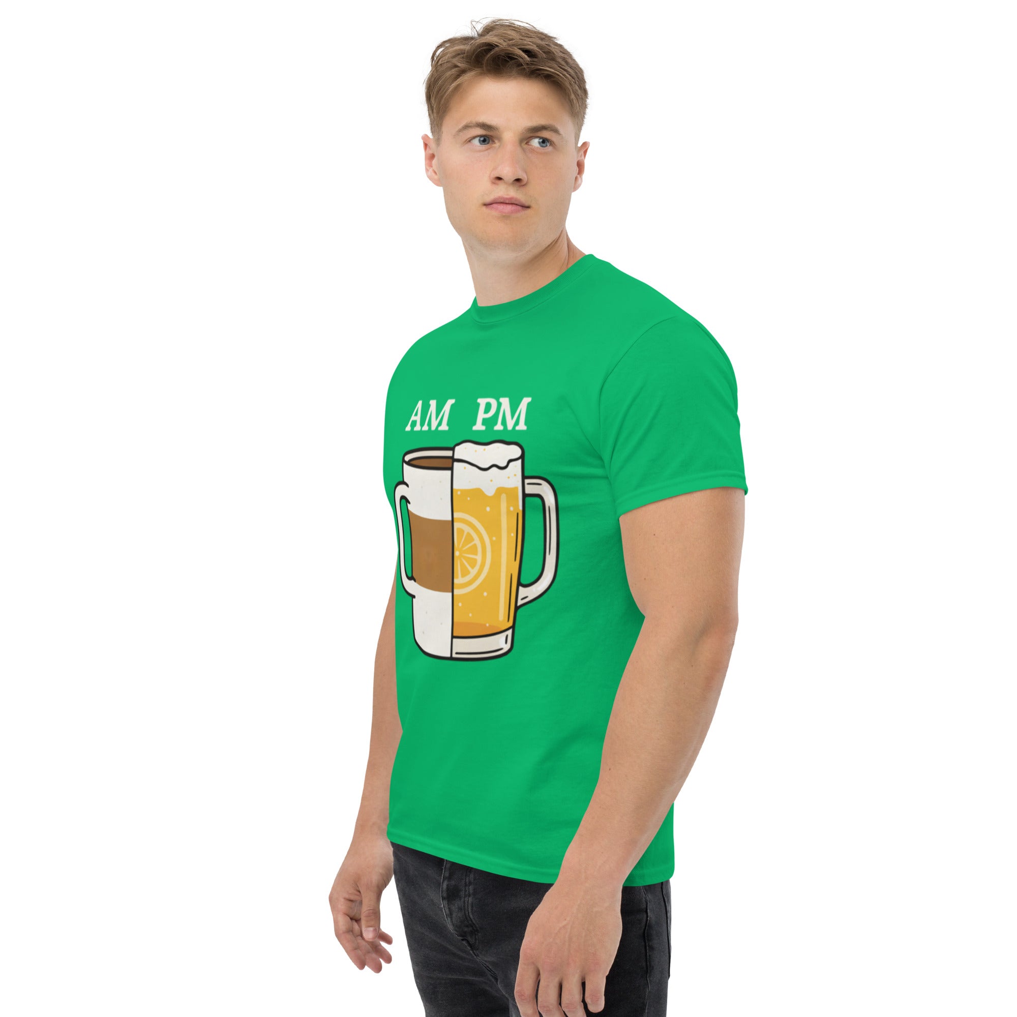 T-Shirt Unisex Stampata 100% Cotone – Confortevole – Design Caffè A.M Birra P.M-Biiply